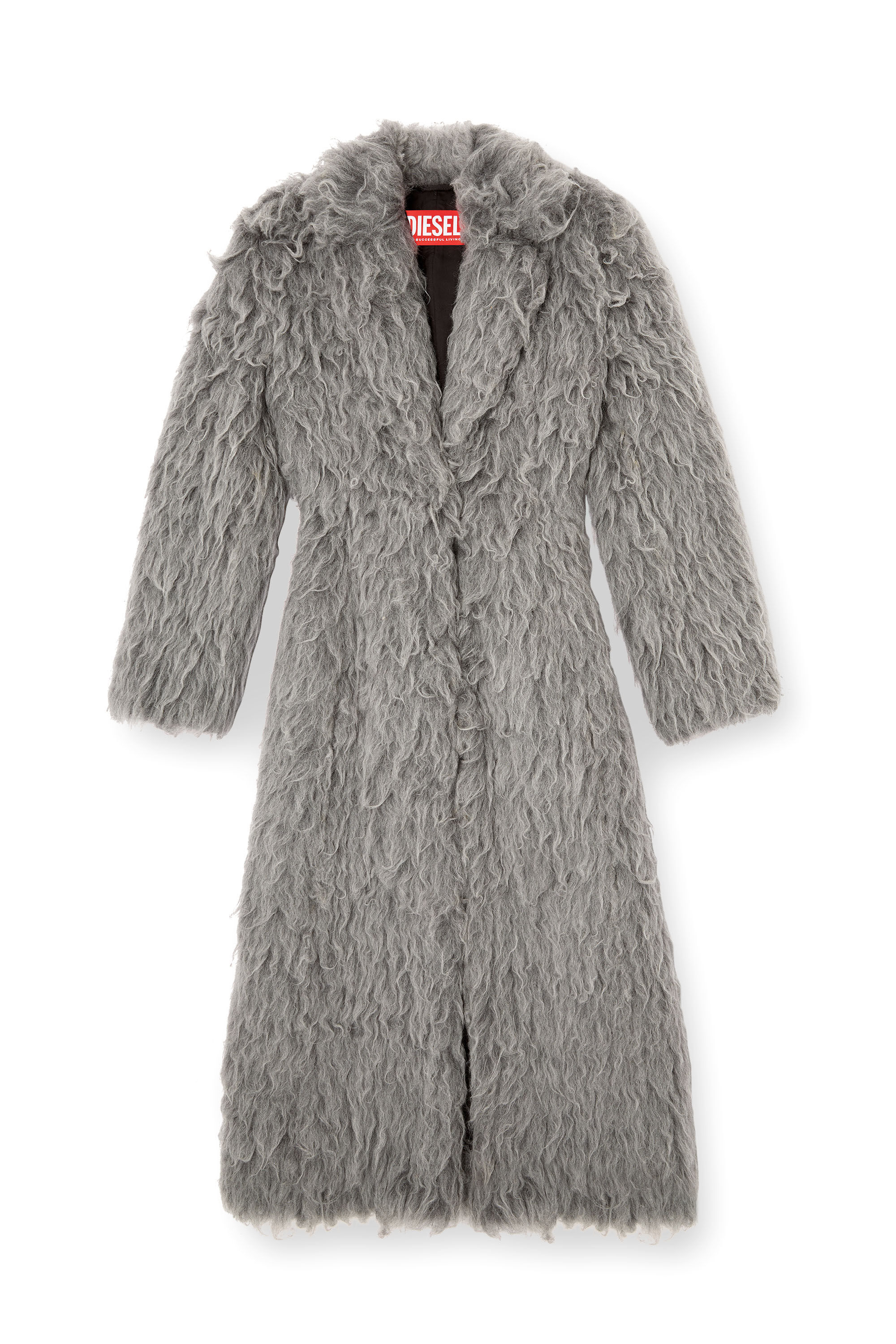 Diesel - W-GLAMO-R1, Cappotto shaggy Donna in Grigio - 2