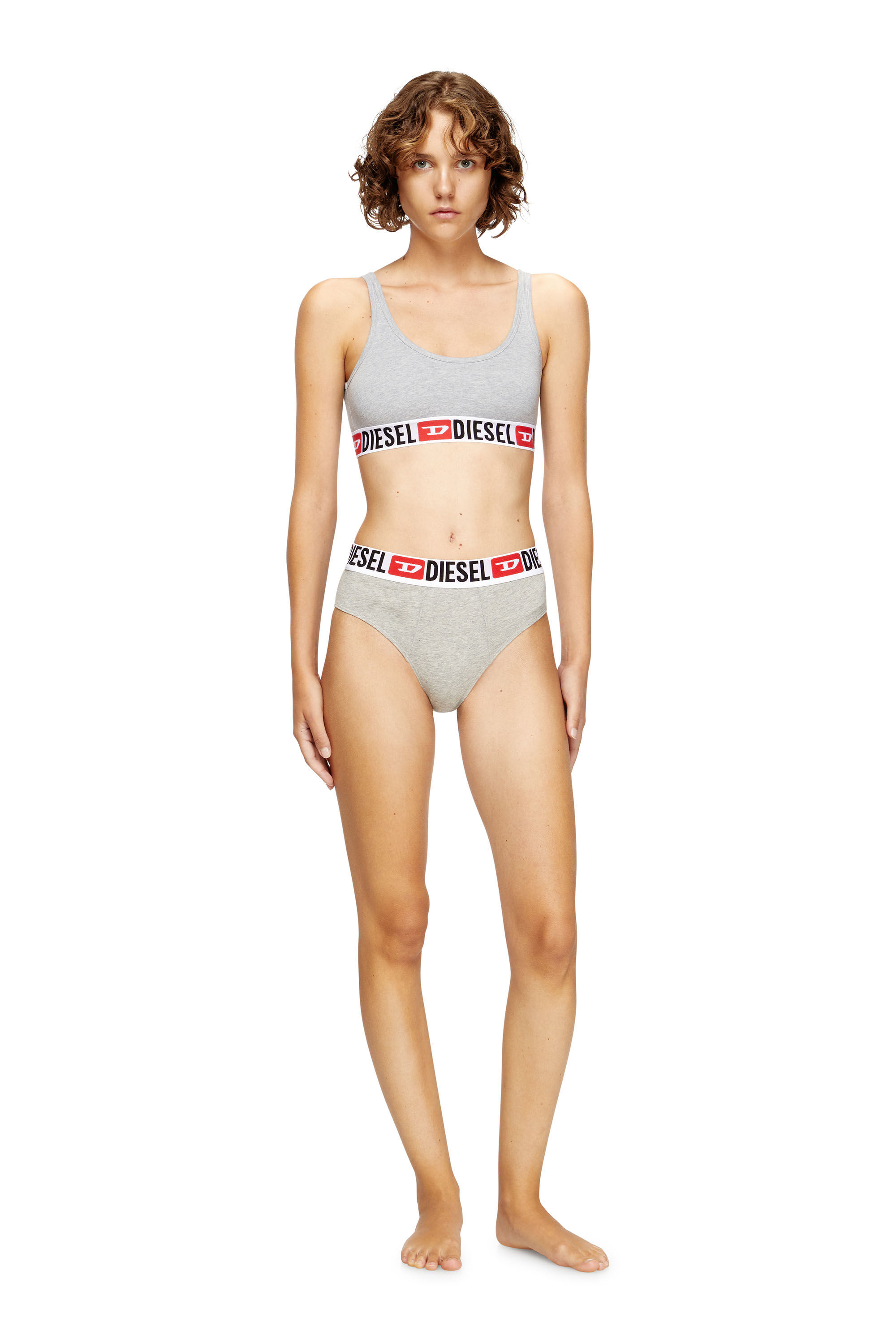 Diesel - UFSB-ORIBA, Bralette avec bande logo Femme in Gris - 1