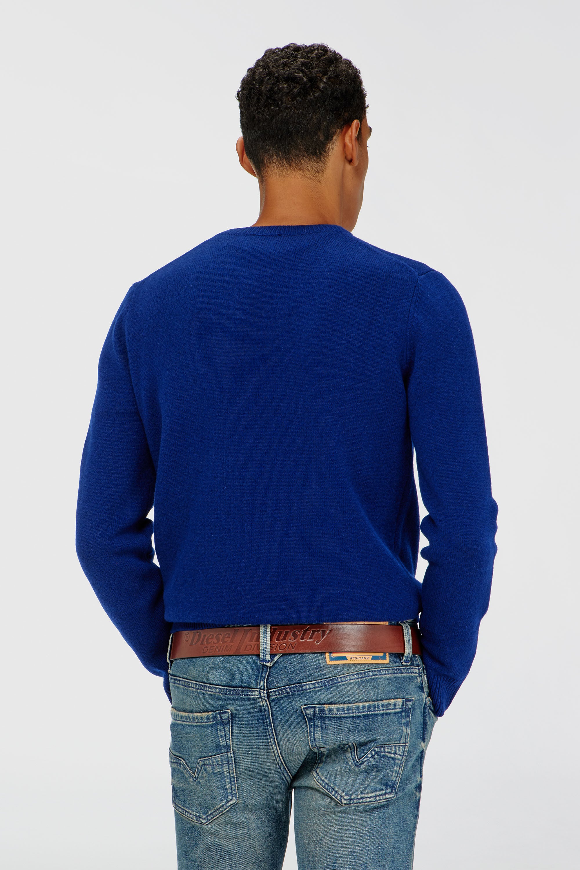 Diesel - K-IMBRO, Herren Wollpullover mit Logo am Kragen in Blau - 3