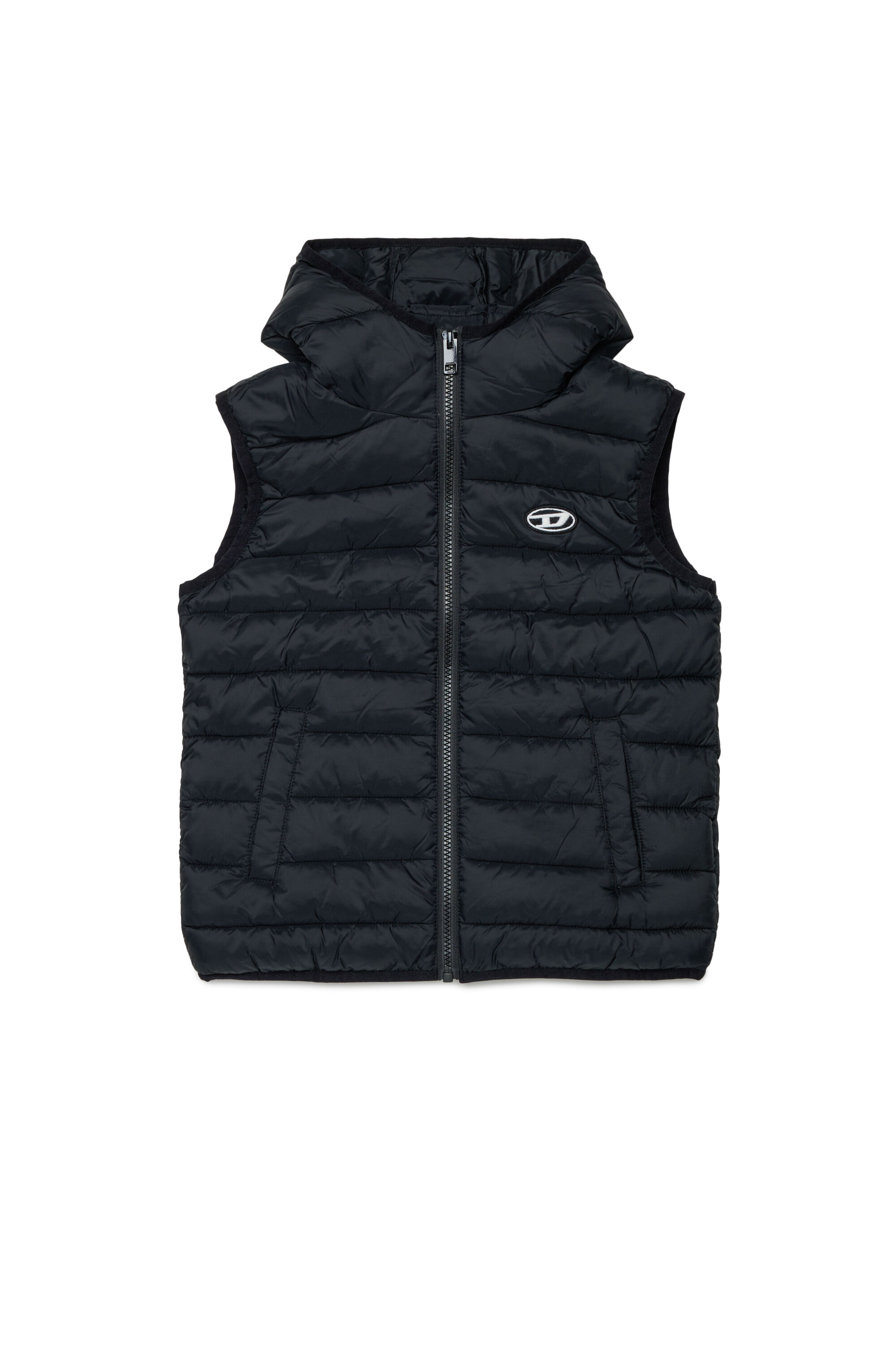 Diesel - JTEMPLY, Gilet rembourr&eacute; en nylon avec capuche Mixte in Noir - 1