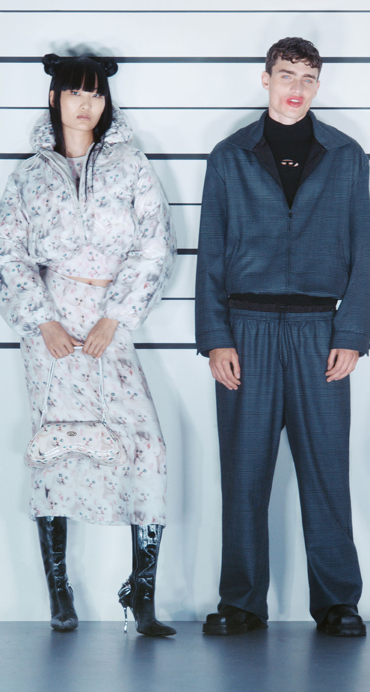 Une image de personnes portant des looks de la collection Diesel Automne-Hiver 2025.