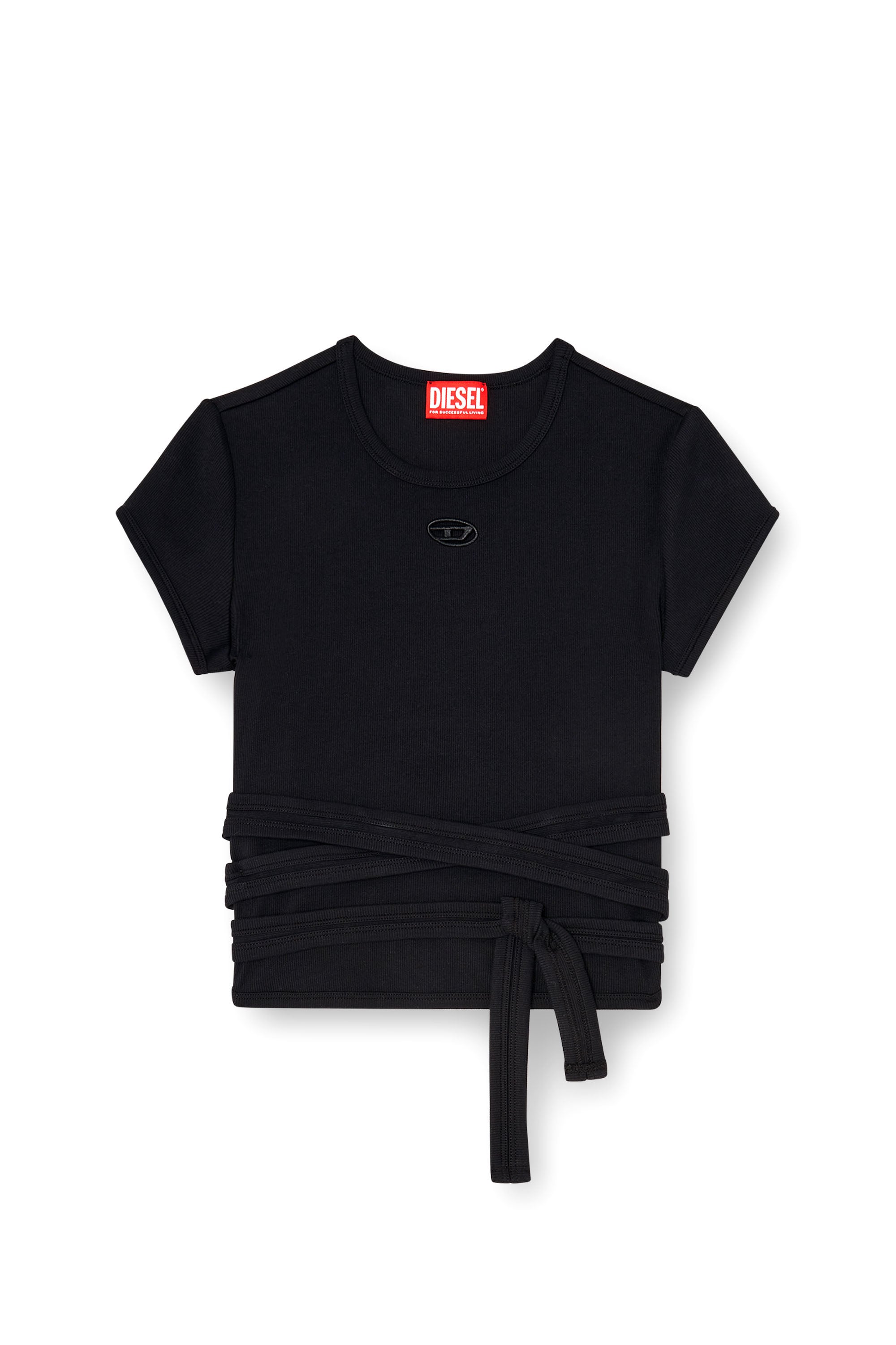 Diesel - T-BUNNY-TAIL-S1, Haut c&ocirc;tel&eacute; avec lacets enveloppants Femme in Noir - 3