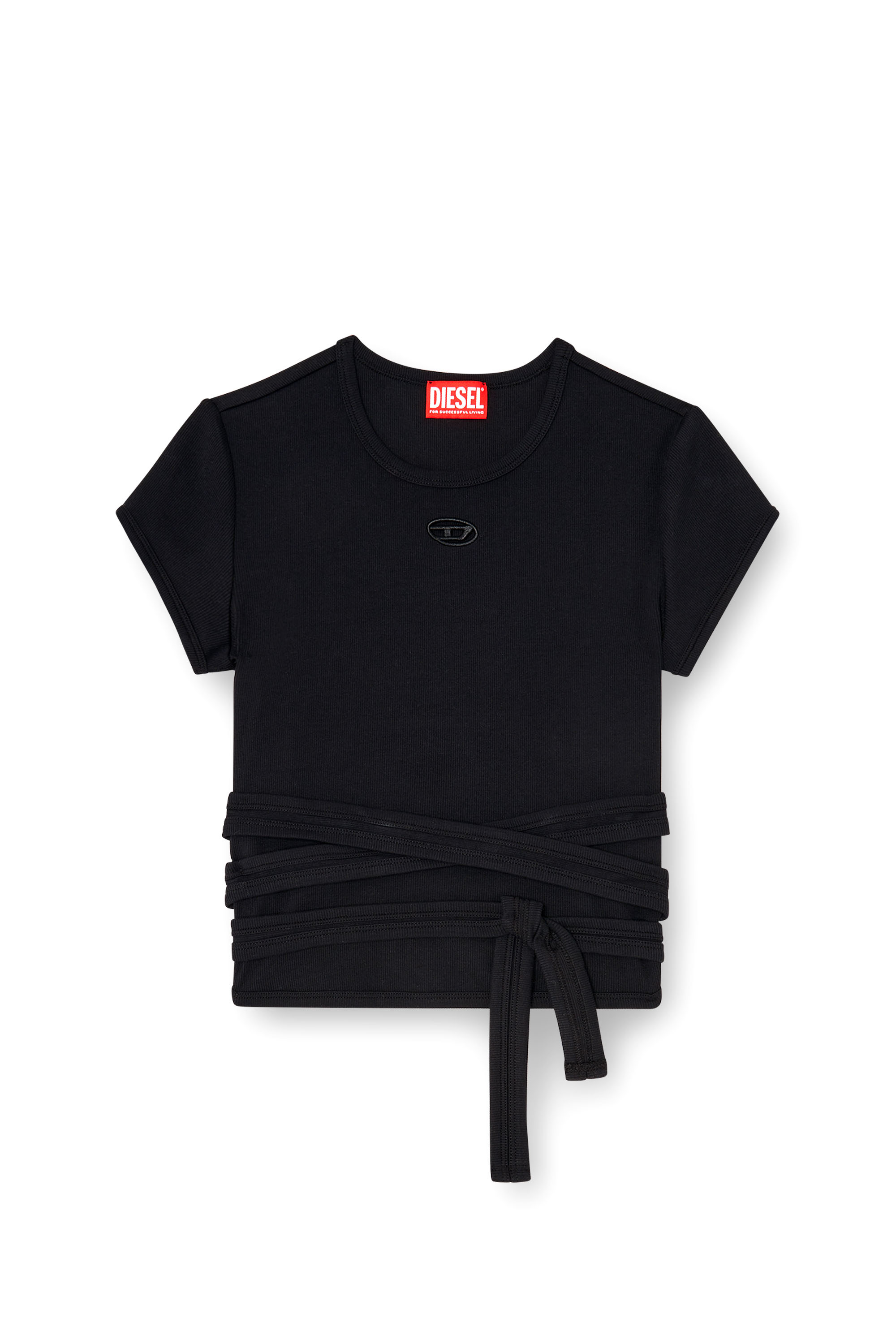 Diesel - T-BUNNY-TAIL-S1, Haut c&ocirc;tel&eacute; avec lacets enveloppants Femme in Noir - 2