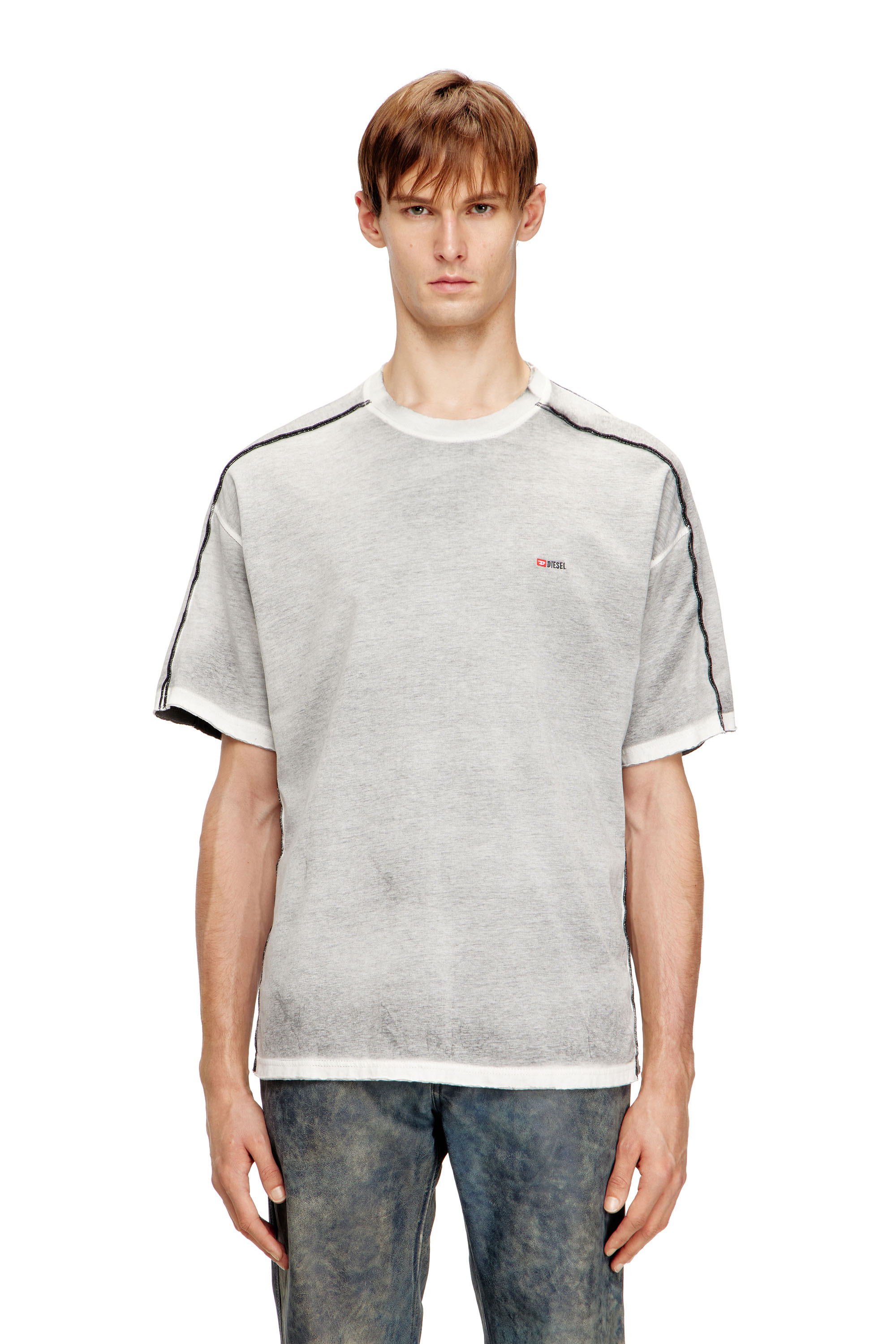 Diesel - T-RIVEN, T-shirt en coton d&eacute;contract&eacute;e avec effet spray de couleur Homme in ToBeDefined - 1