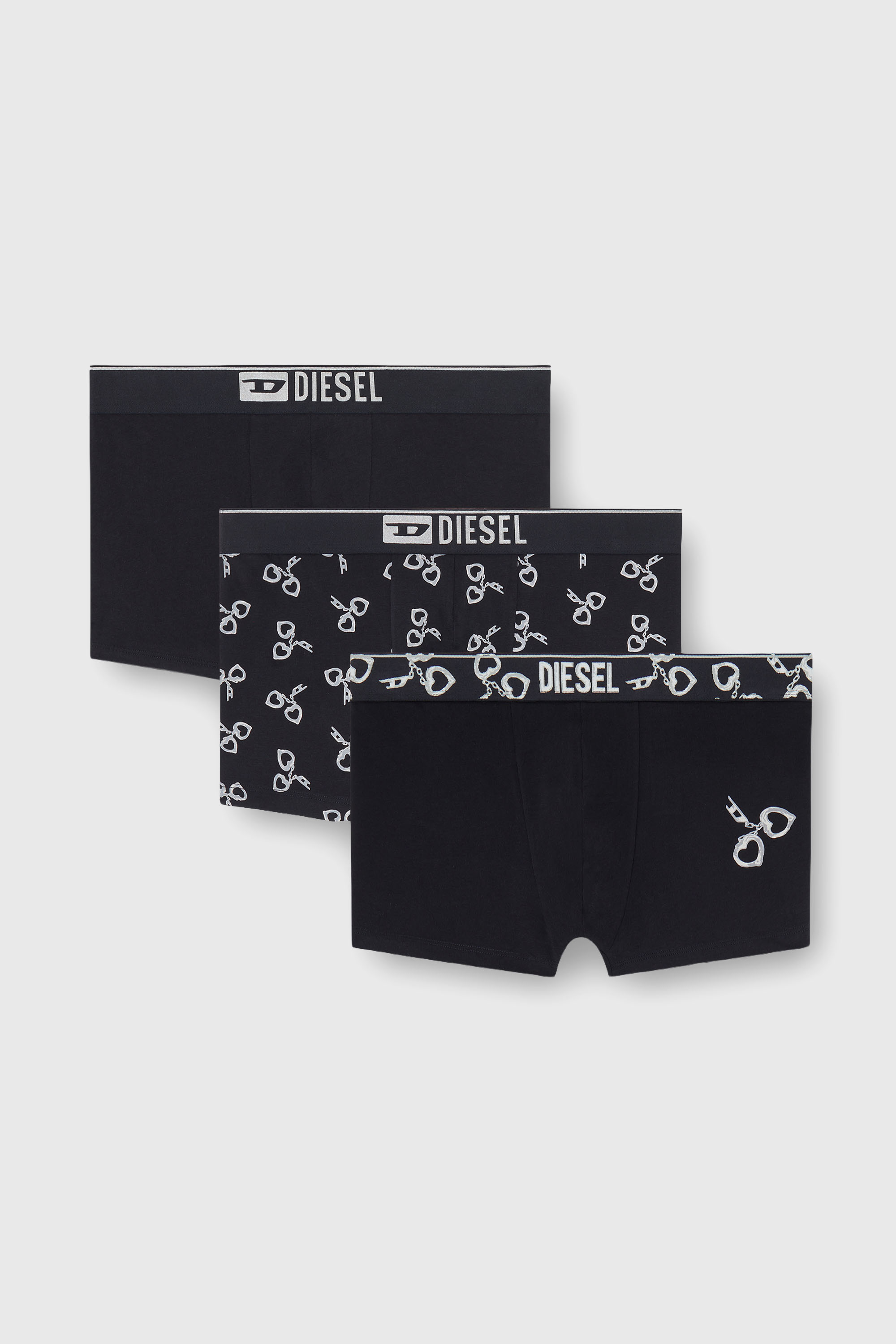 Diesel - DAMIEN-GFT-3PACK, Lot de trois boxers avec motif menottes Homme in Noir - 1