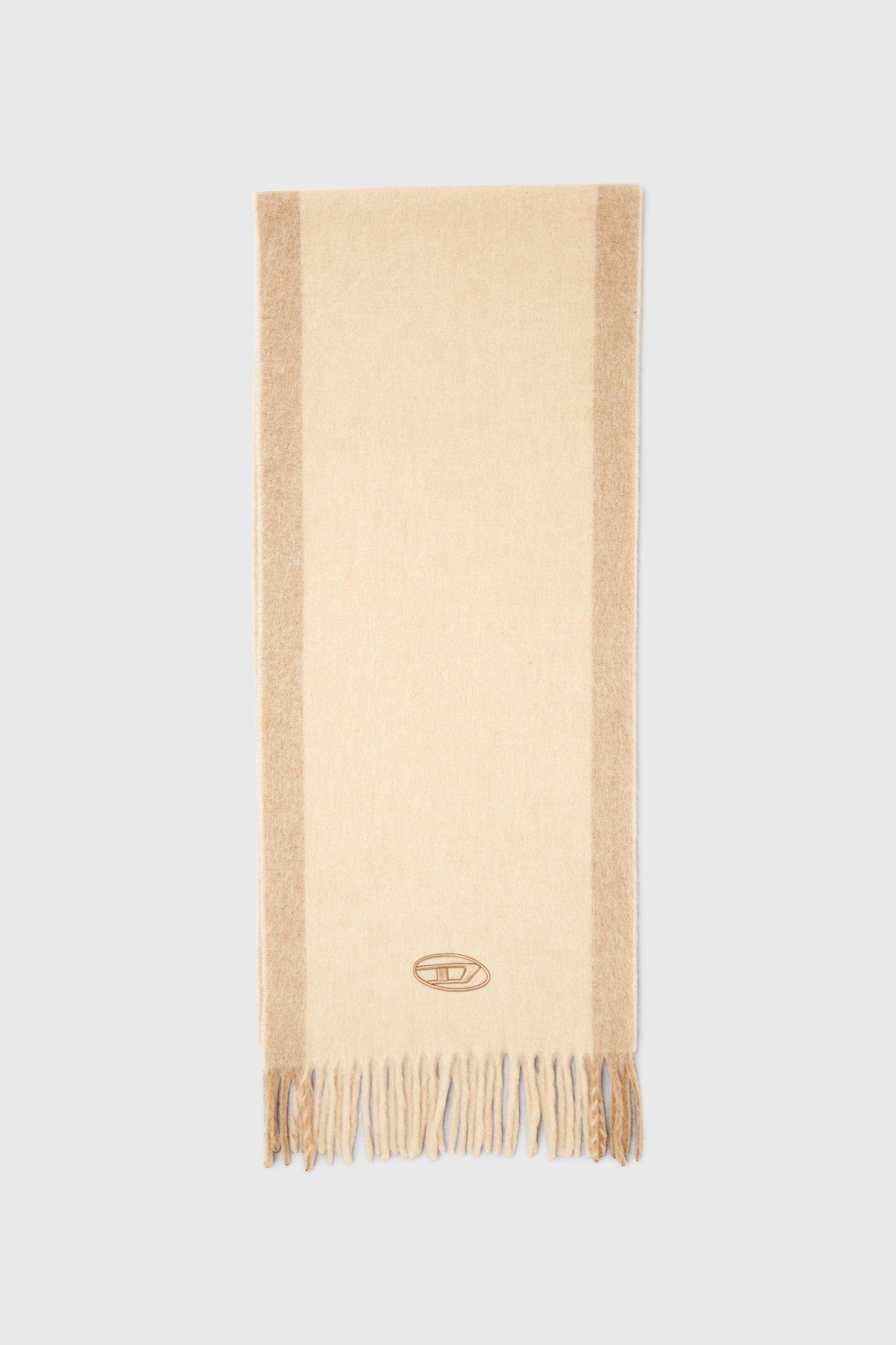 Diesel - S-OLID, Herren Schal aus Wollmischung mit kontrastierenden Streifen in Beige - 1