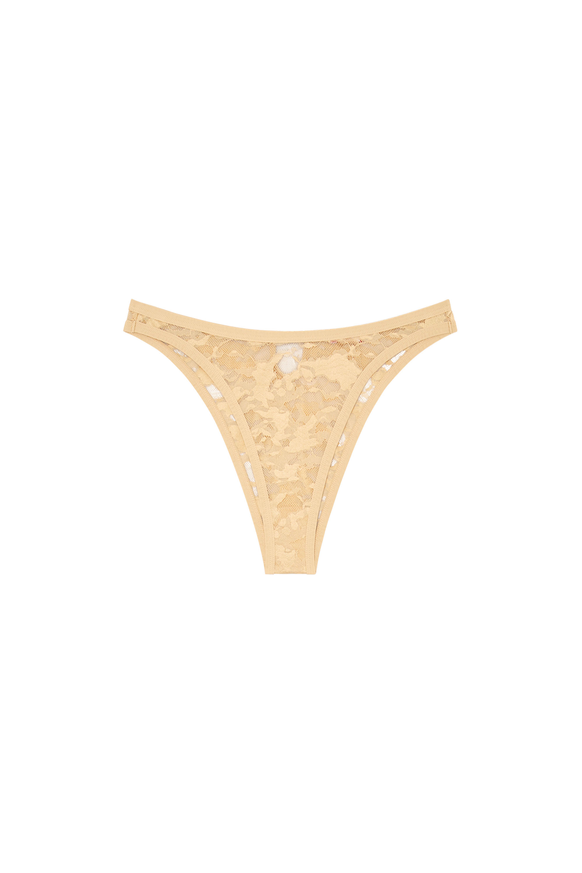 Diesel - UFPN-D-OVAL-PUNCHY-BRIEF, Culotte en dentelle camouflage avec plaque Oval D Femme in Marron - 4