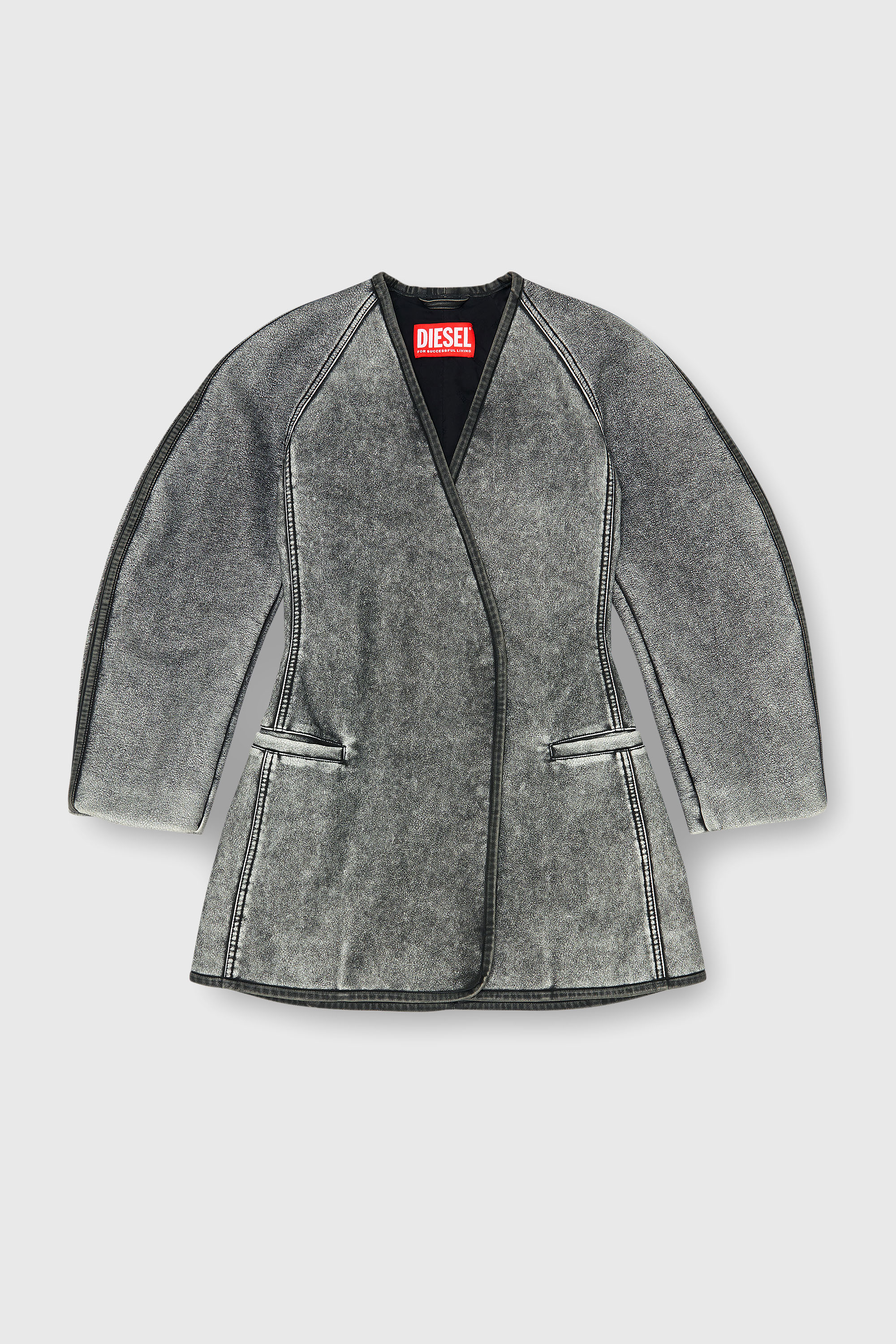 Diesel - G-ALAX, Veste cardigan avec manches cocon Femme in Gris - 2