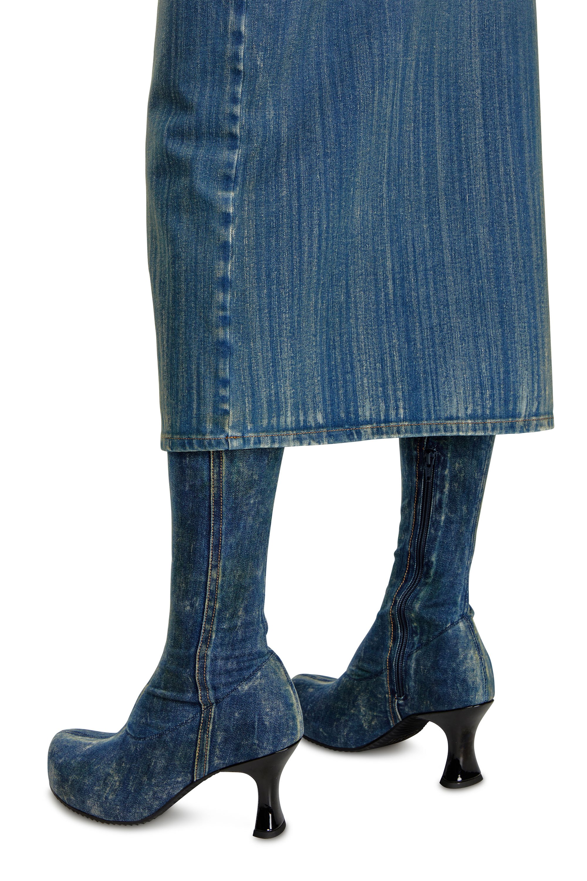 Diesel - DE-MAURY-S, Woman Pencil skirt in light streaky denim in Blue - Image 4