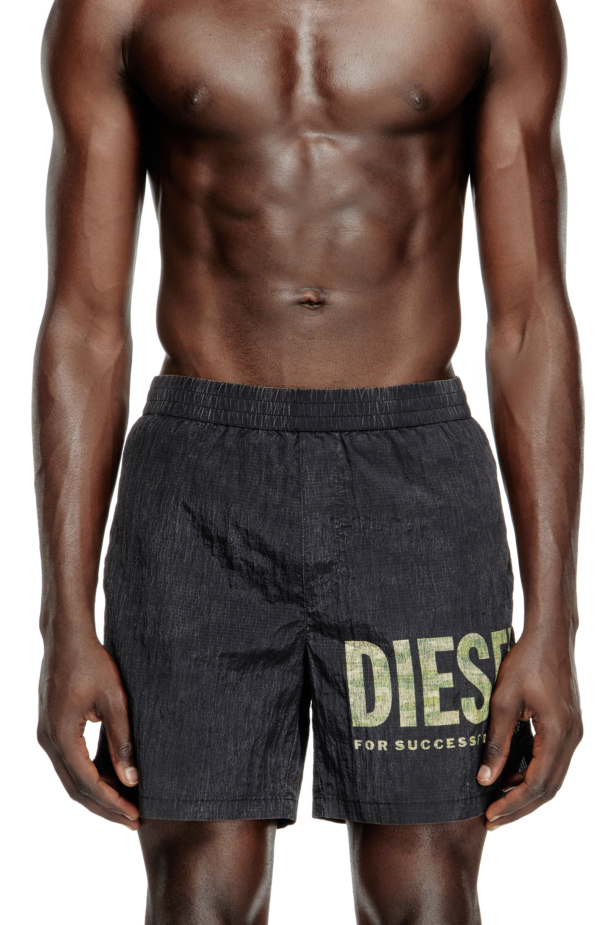 Diesel - RIO-41-UTLT, Herren Mittellange Badeshorts aus Camo-Ripstop in Schwarz/Grün - 2