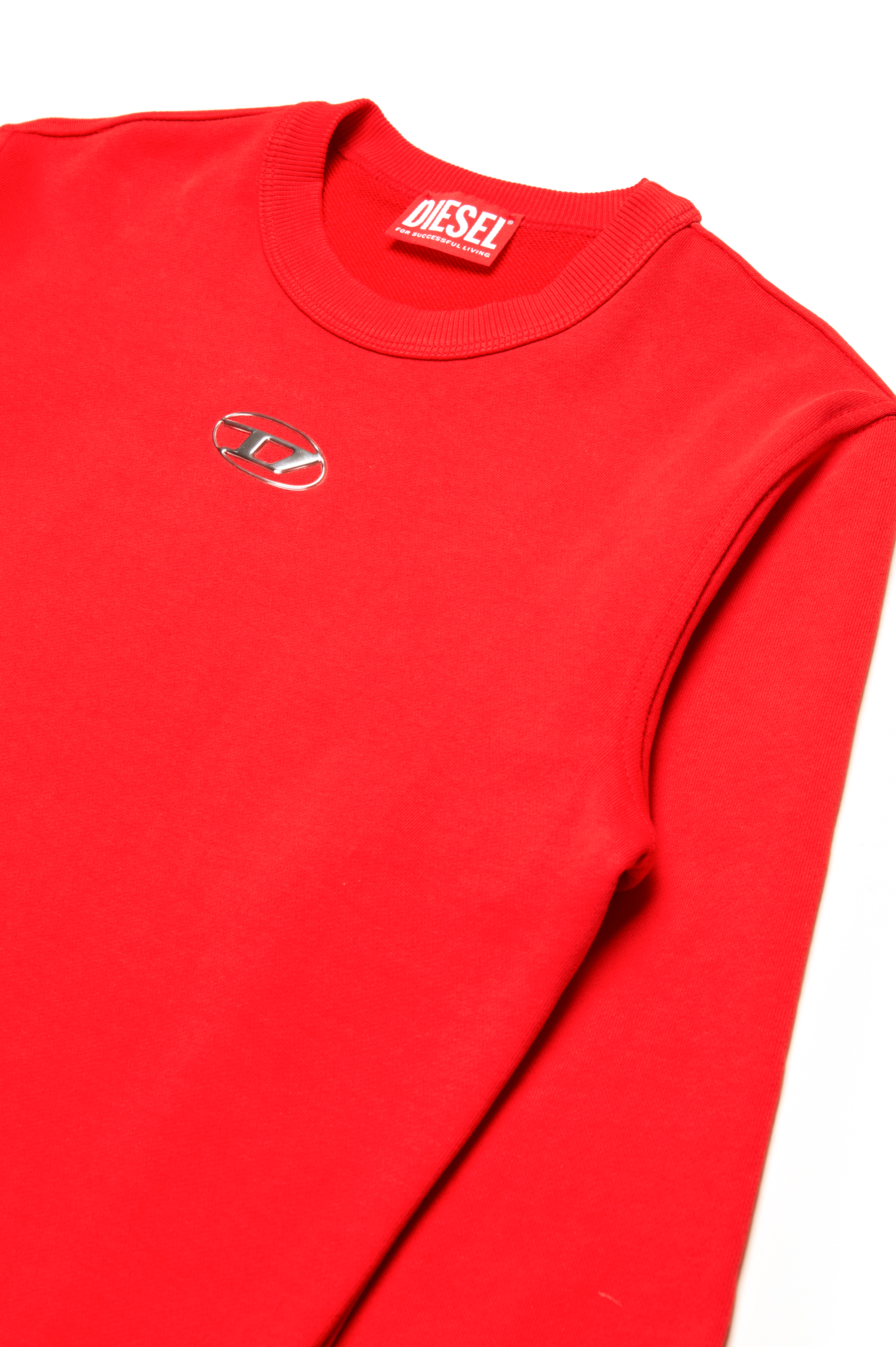 Diesel - SMACSISOD OVER, Sweat-shirt avec logo Oval D effet métal Homme in Rouge - 3