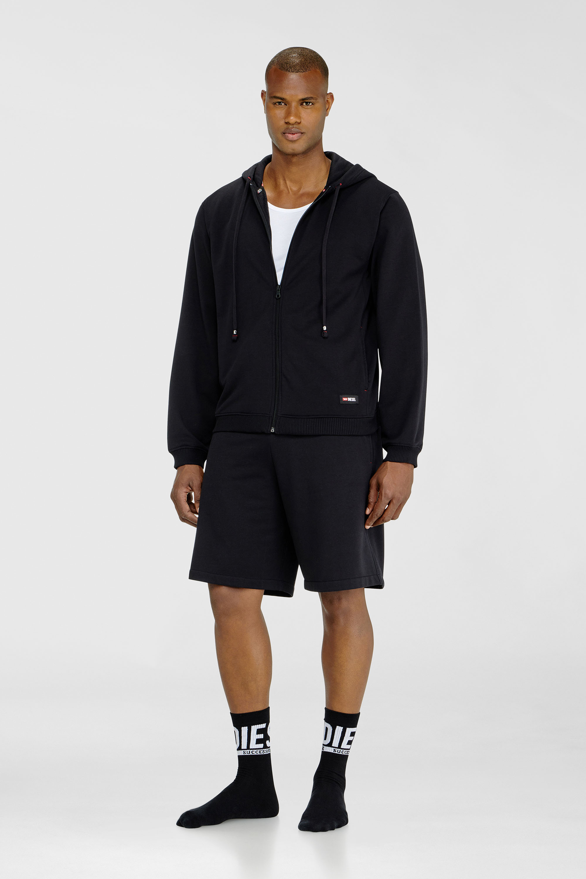 Diesel - JOY-D-CORE, Man's Hoodie in peached cotton blend in Black - 2