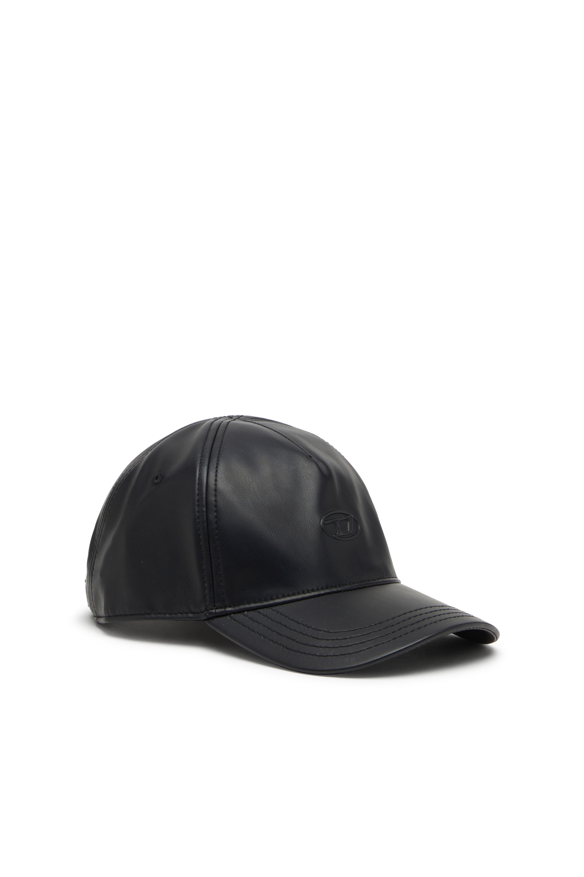 Diesel - C-HEATHER, Casquette de baseball enduite avec logo embossé Homme in Noir - 1