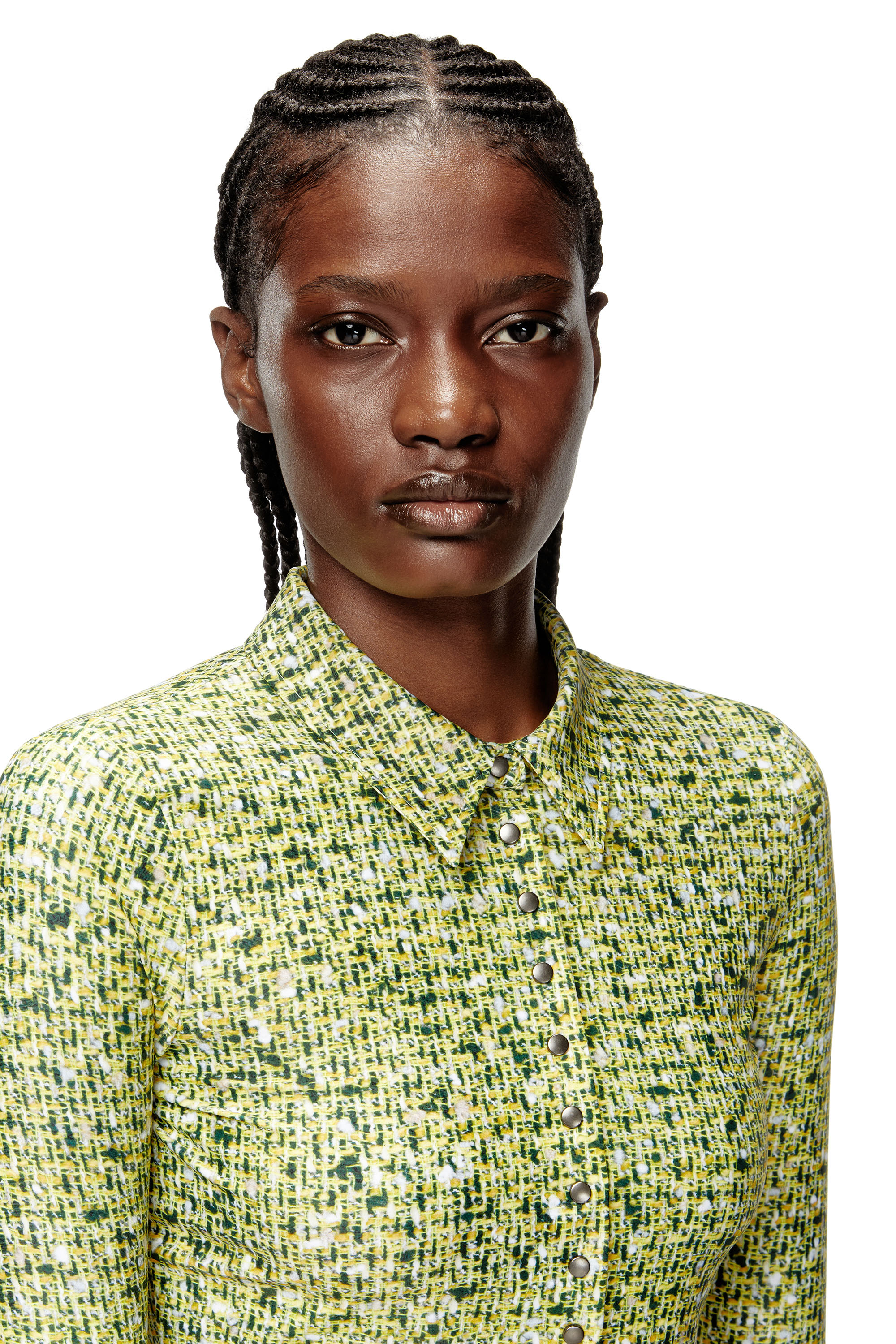 Diesel - C-ELAZ-BC, Camicia in tessuto stretch con stampa bouclé Donna in Giallo - 5