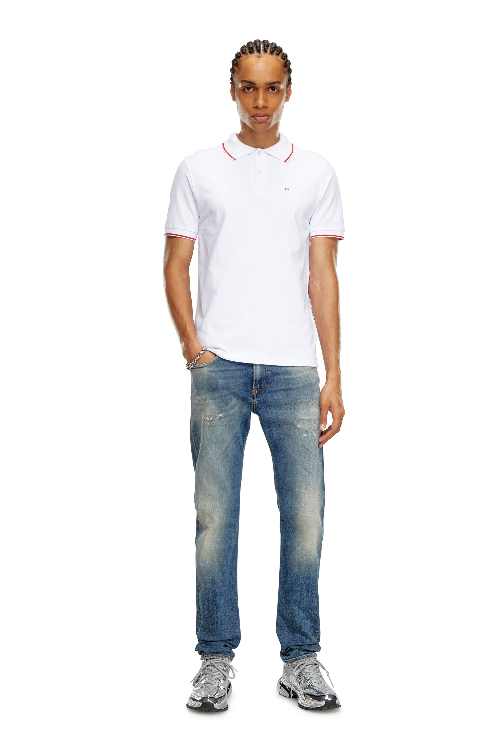 Diesel - T-FERRY-MICRODIV, Homme Polo avec micro broderie Diesel in Blanc - Image 3