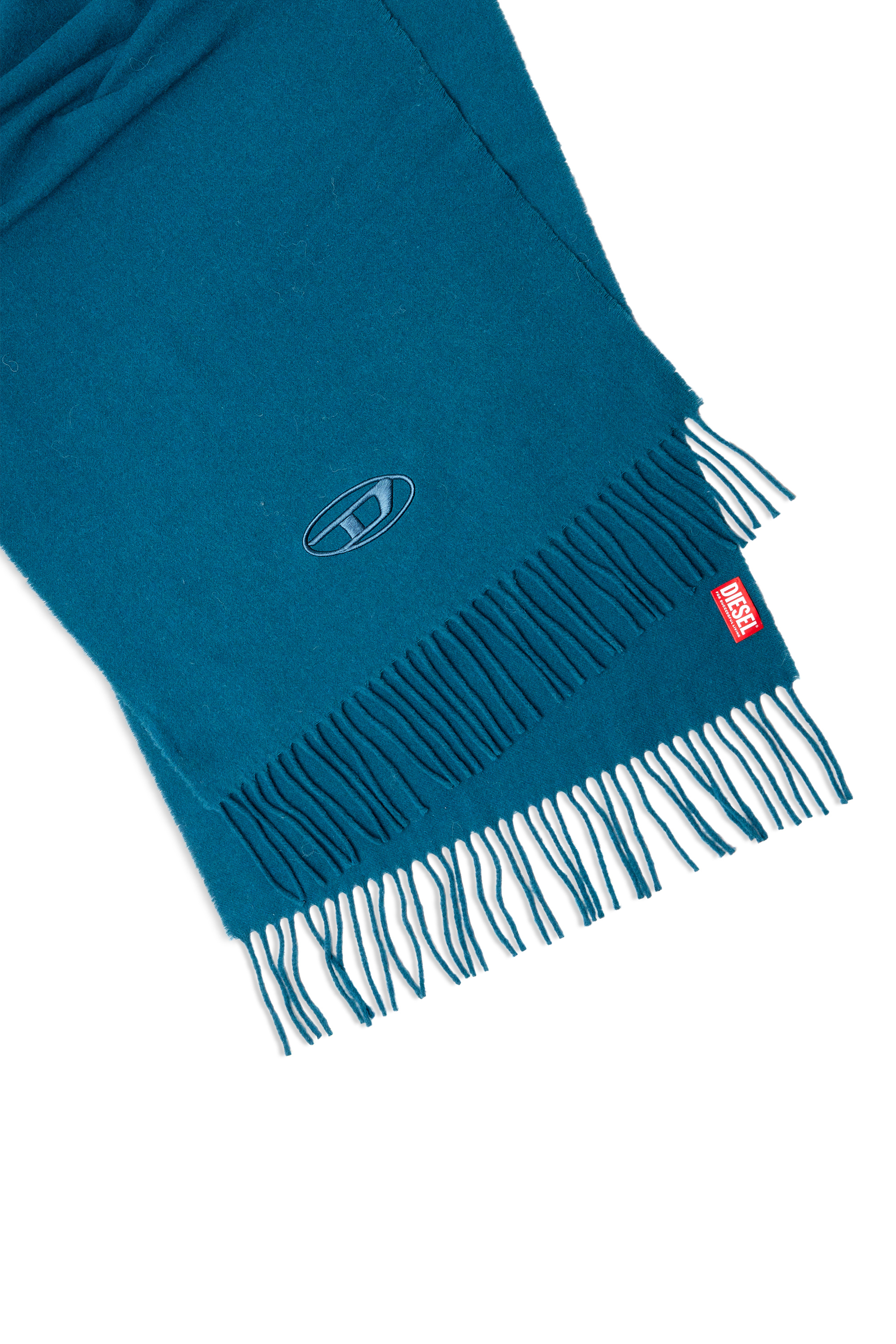Diesel - S-IMON-D-LONG, &Eacute;charpe en m&eacute;lange de laine &agrave; bords frang&eacute;s Homme in Bleu - 3