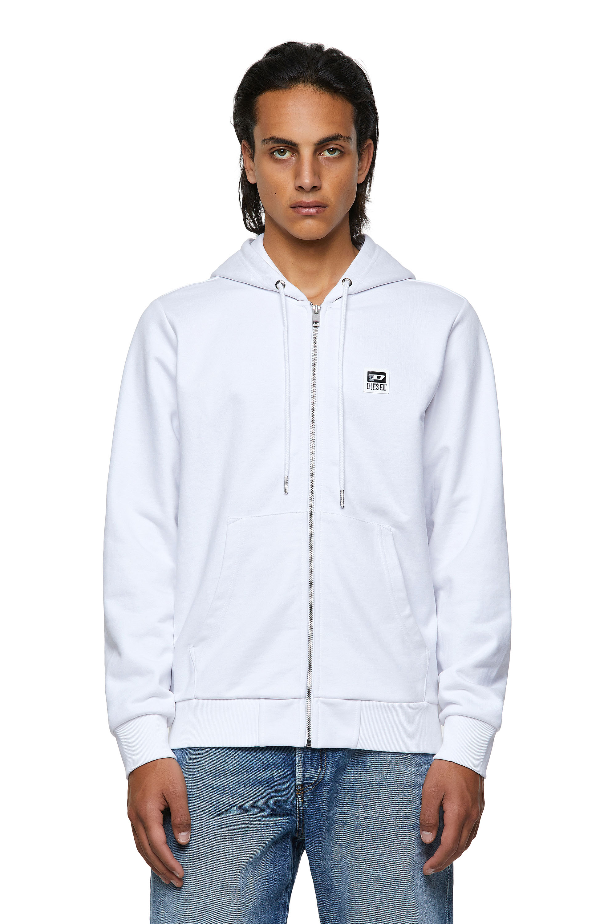 S-GIRK-HOOD-ZIP-K1, White - Sweaters