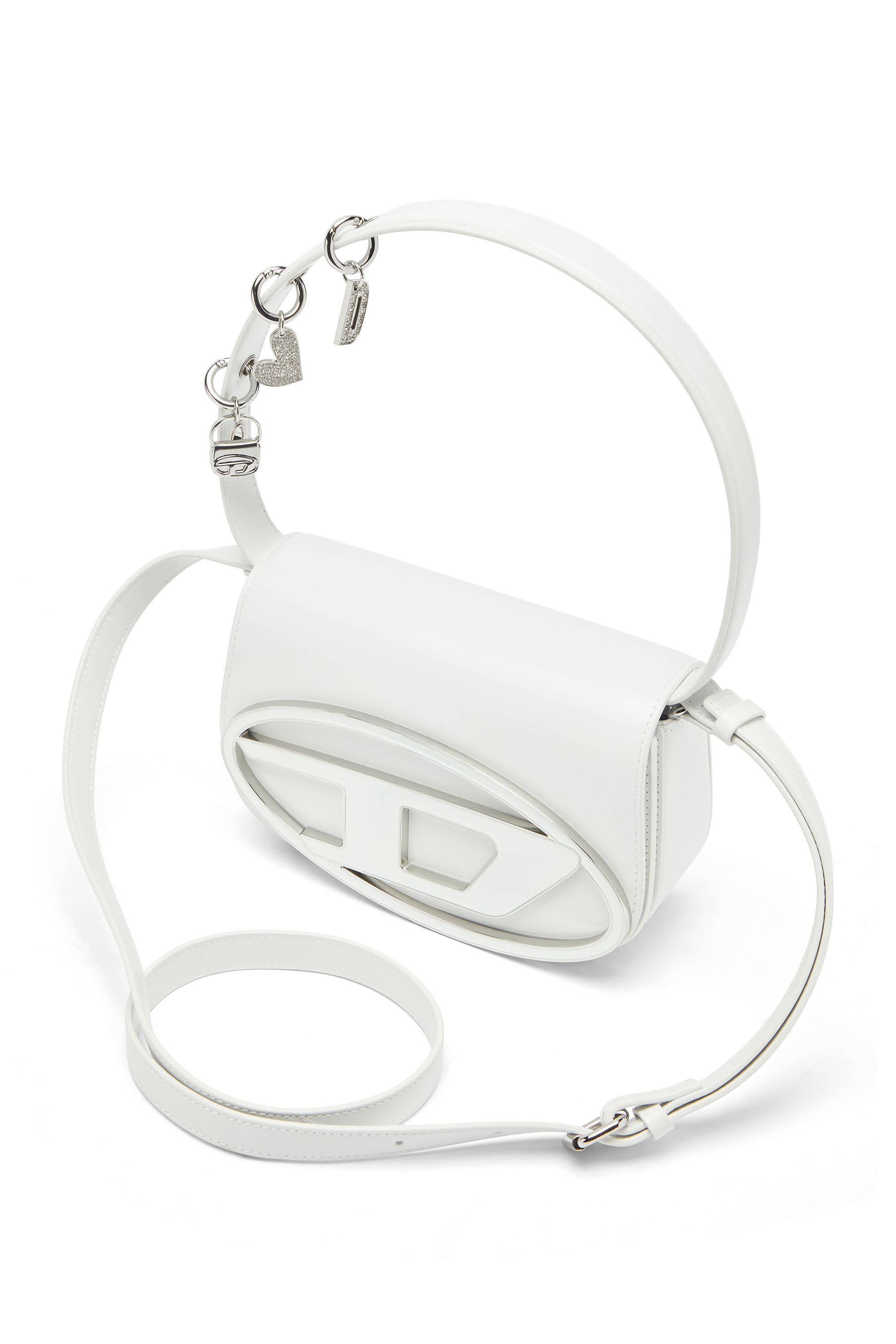 Diesel - 1DR, 1DR - Sac iconique &agrave; bandouli&egrave;re en cuir avec breloques poign&eacute;e Femme in Blanc - 5