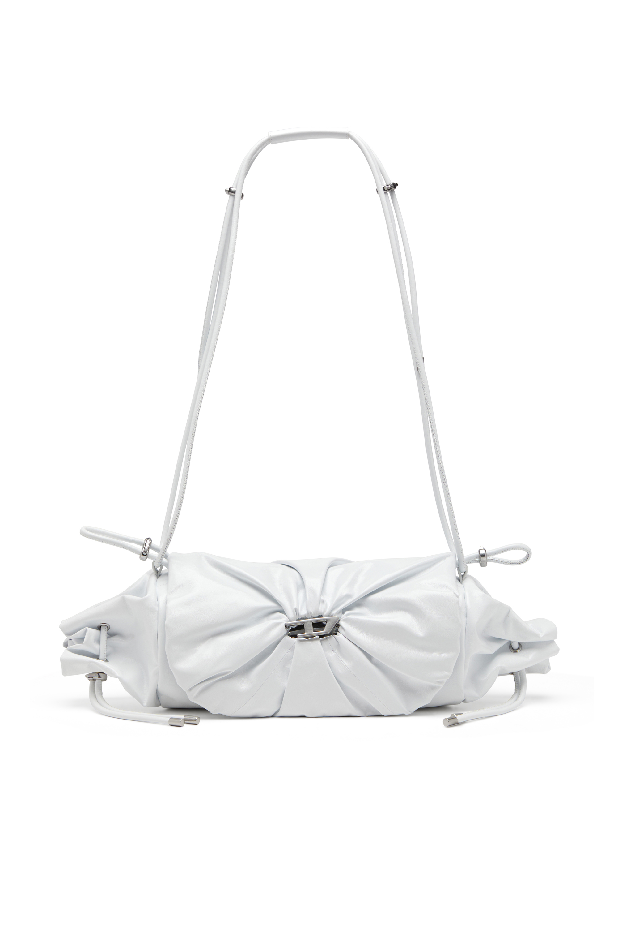 Diesel - SCRUNCH-D SHOULDER M, Scrunch-D M-Borsa a spalla in pelle lucida Donna in Bianco - 1