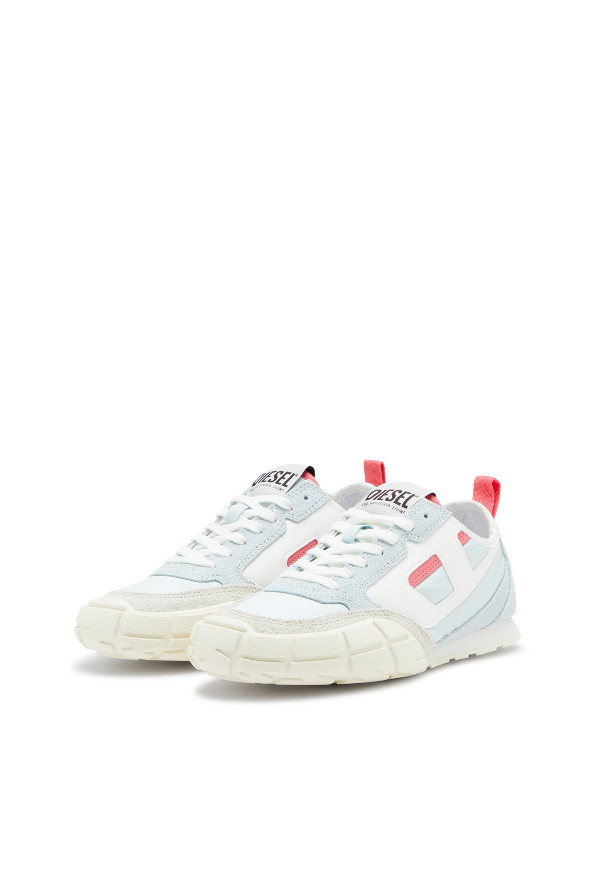 Diesel - S-PAGODHA LOW W, S-Pagodha-Sneaker in pelle, suede e ripstop Donna in Blu - 8