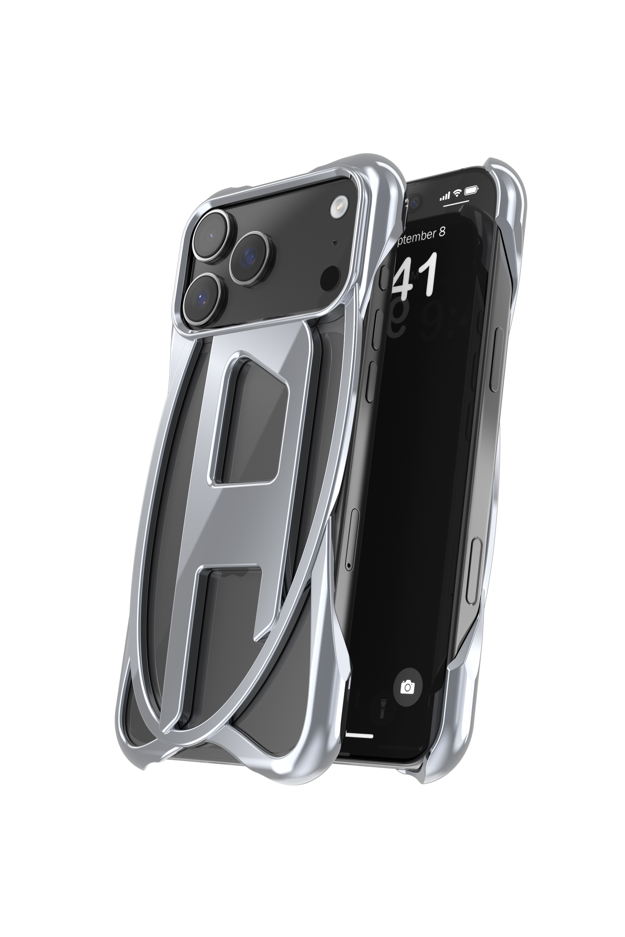 Diesel - 60446  D FRAME CASE, Unisex Caged D Glänzende Hülle für iPhone 17 Pro Max in Dunkelgrau - 3