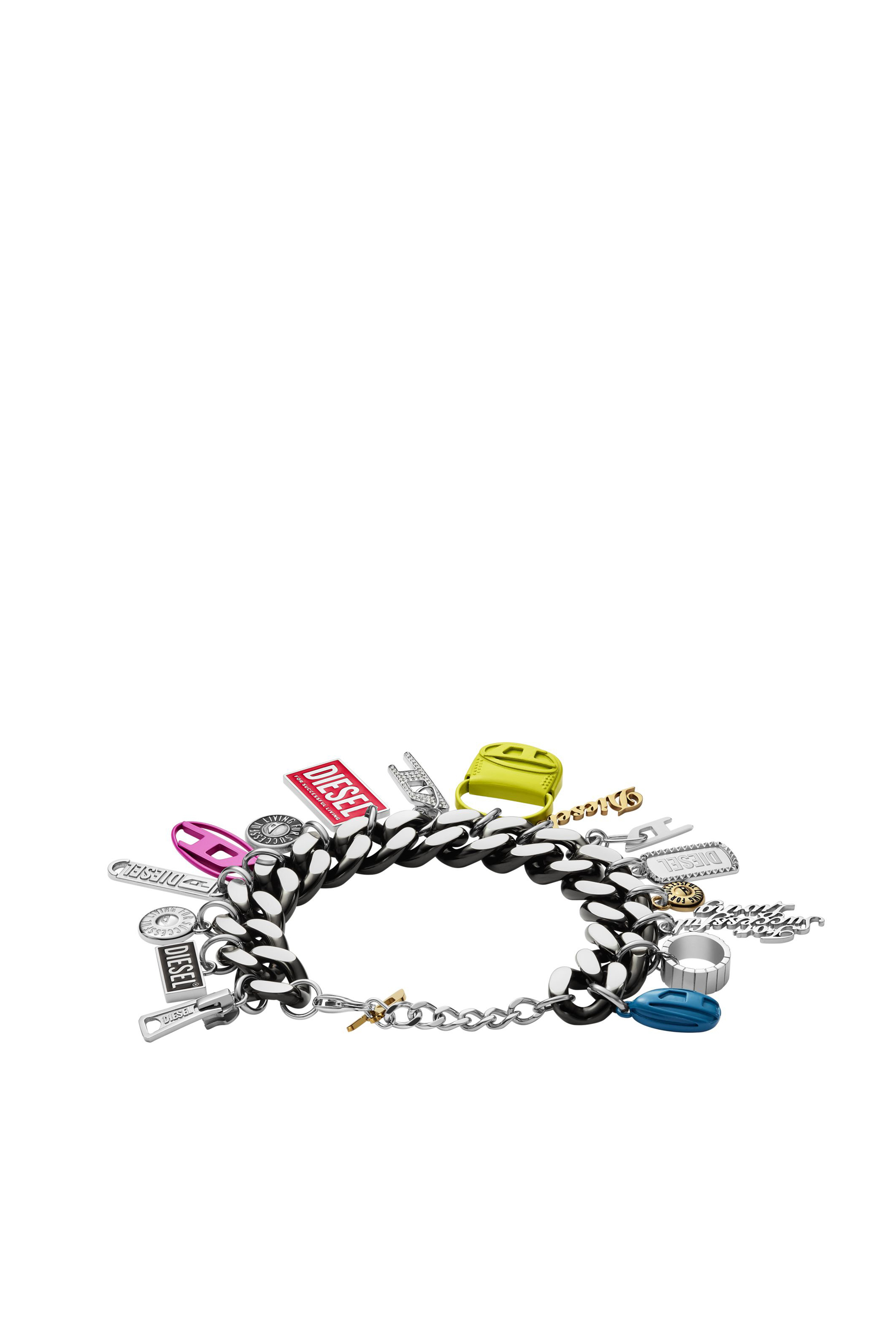 Diesel - DX1524 JEWEL, Unisex Gliederarmband mit Anhänger aus schwarzem Edelstahl in Bunt - 2