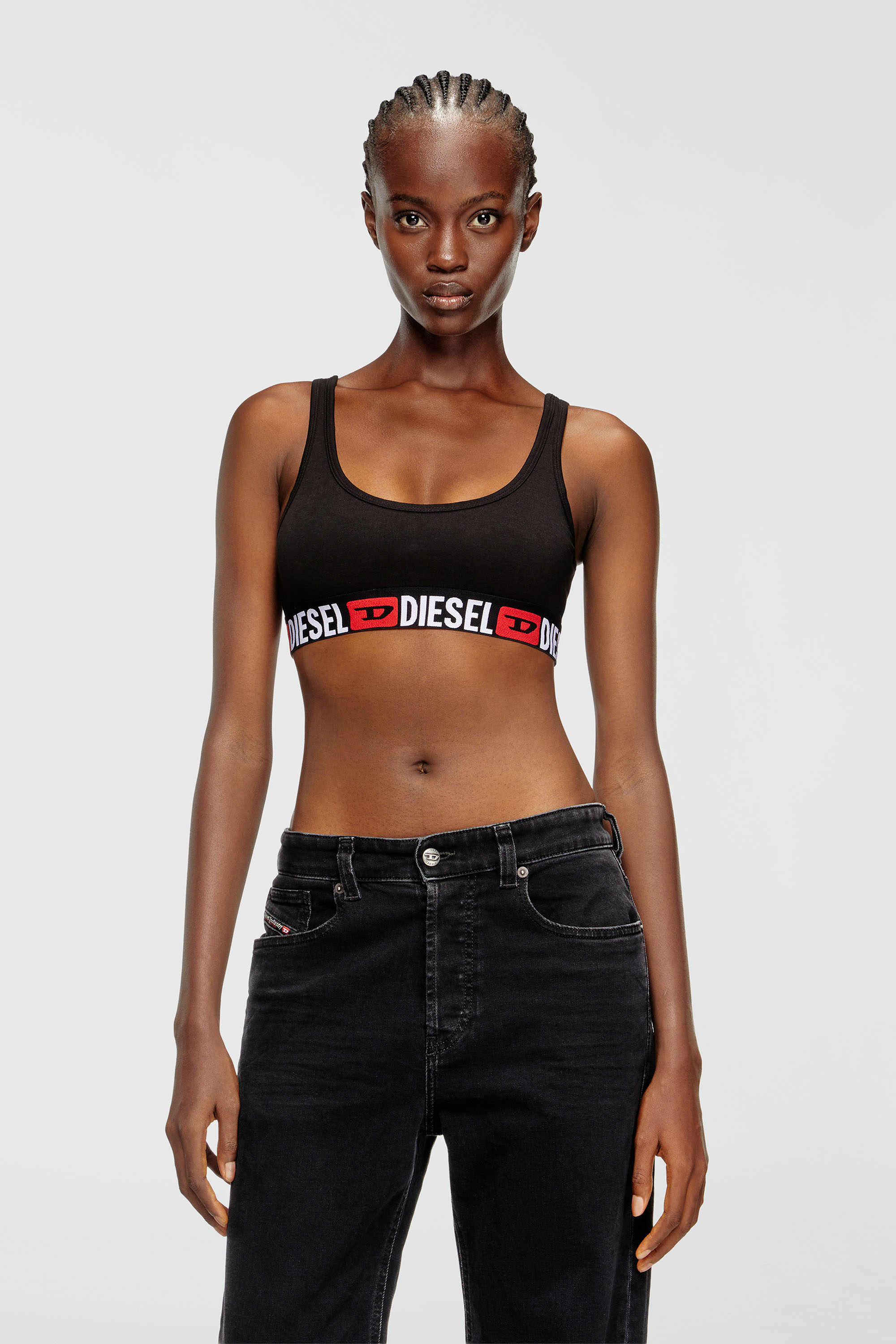 Diesel - UFSB-ORIBA, Bralette con fascia logata Donna in Nero - 1
