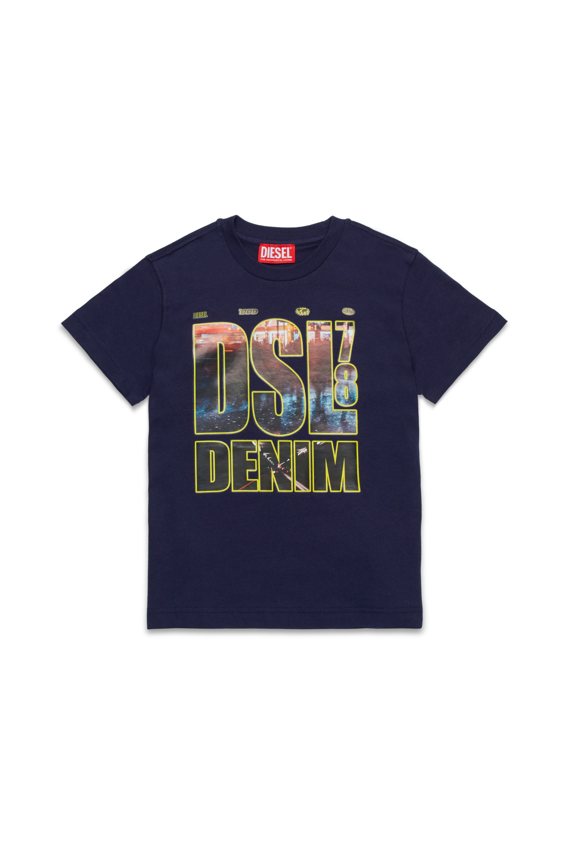 Diesel - TDIEGORL7, T-shirt avec imprimé photo Diesel Denim 78 Homme in Bleu - 1