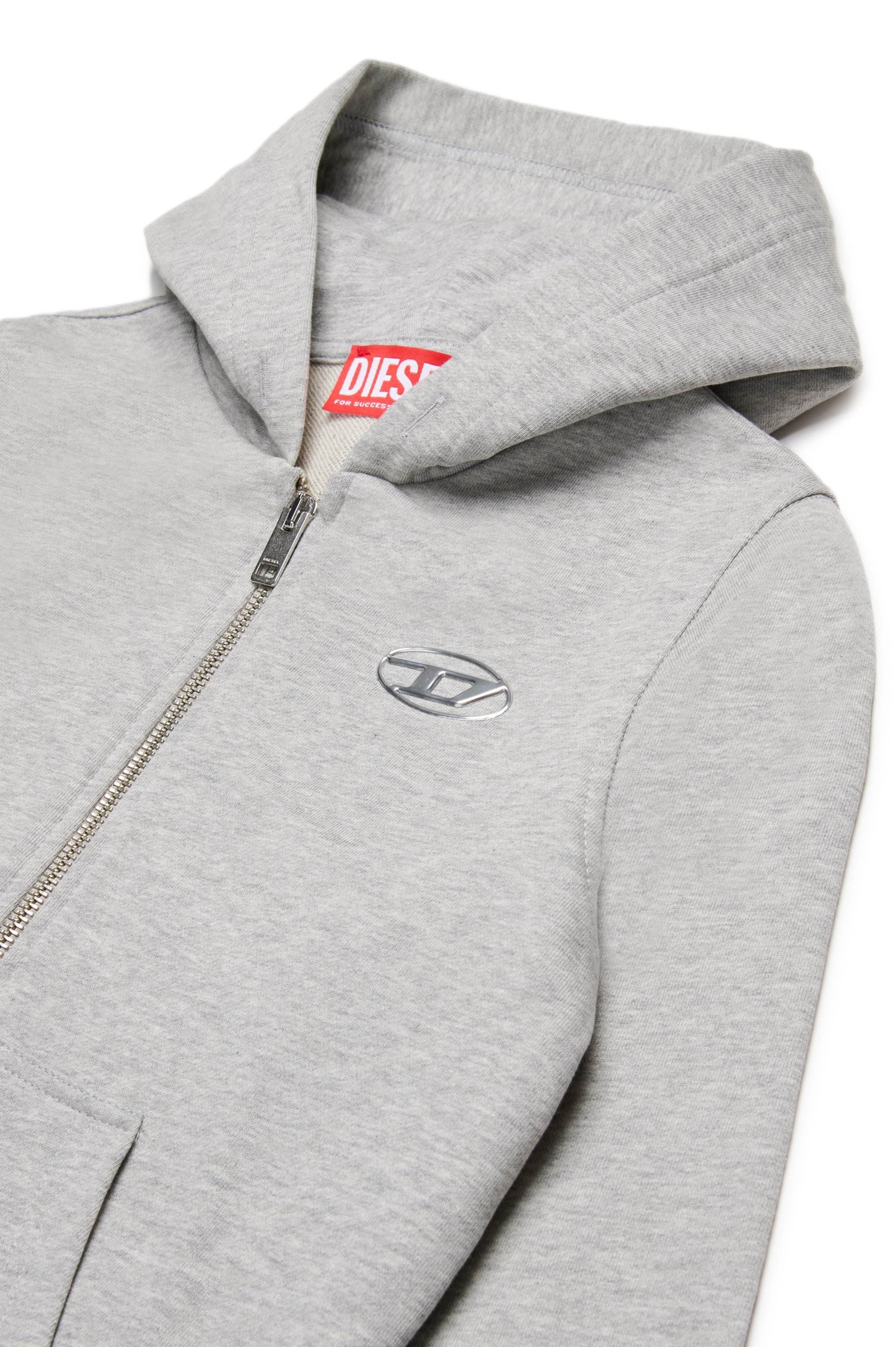 Diesel - SMACIS, Sweat-shirt à capuche zippé avec Oval D effet métal Homme in Gris - 3