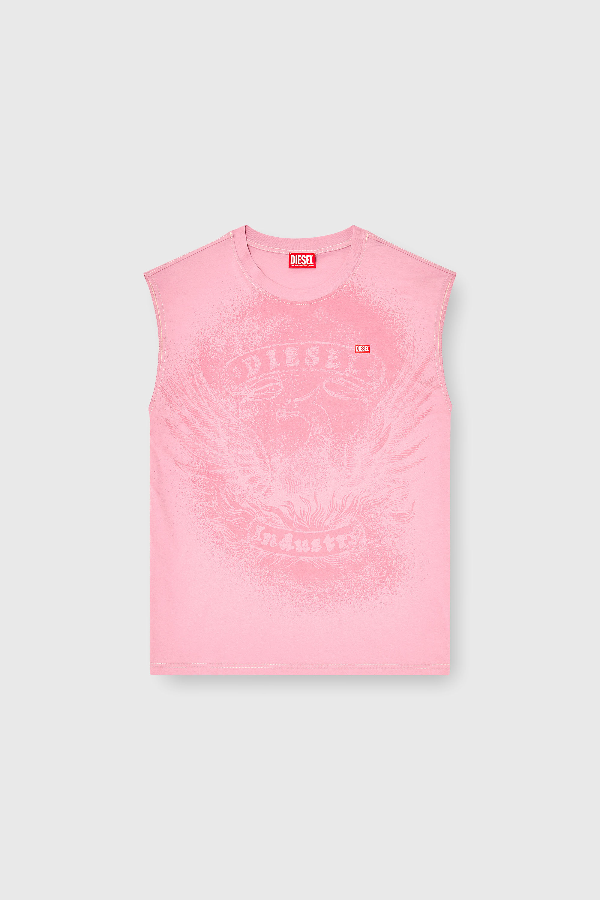 Diesel - T-BOXT-SL-NOTCH, Top senza maniche in cotone con grafica tono su tono Uomo in Rosa - 2