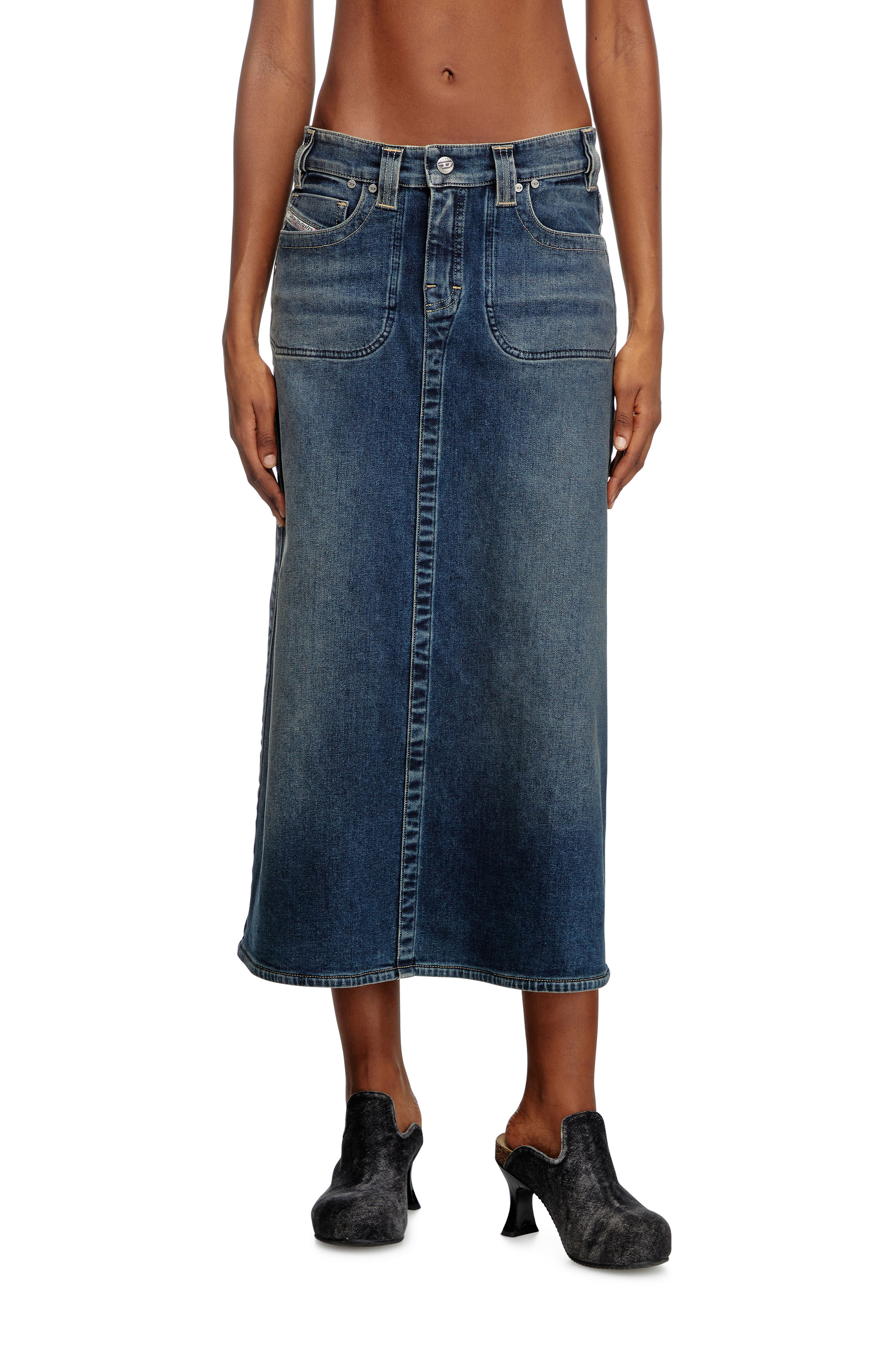 Diesel - DE-PAGO-MID-RE, Jupe midi en denim Rehab Femme in Bleu - 3