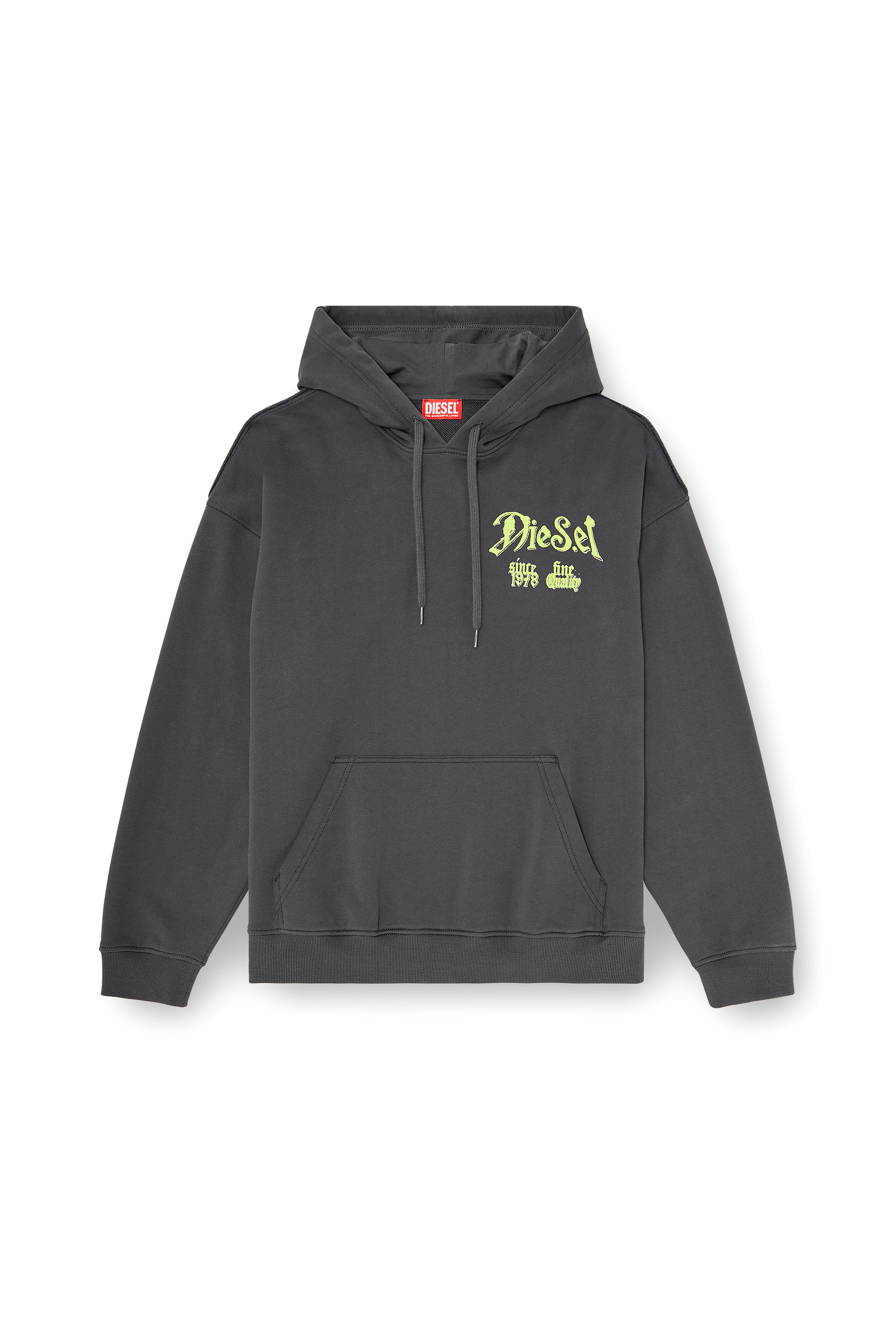 Diesel - S-BOXT-HOOD-AA2, Felpa in cotone con grafiche floccate Uomo in Grigio - 2