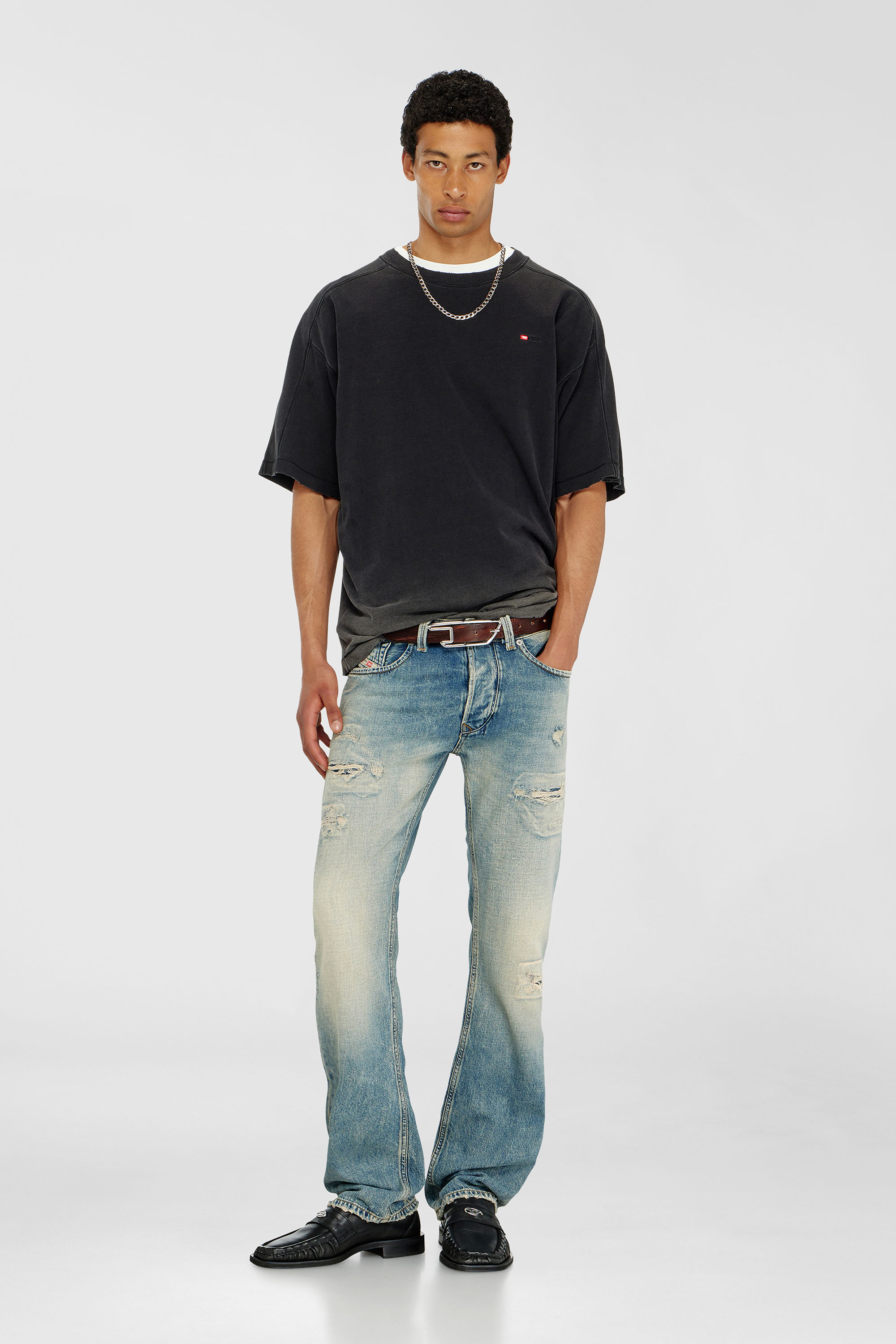 Diesel - T-CROX, T-shirt in cotone effetto sfumato Uomo in Nero - 2