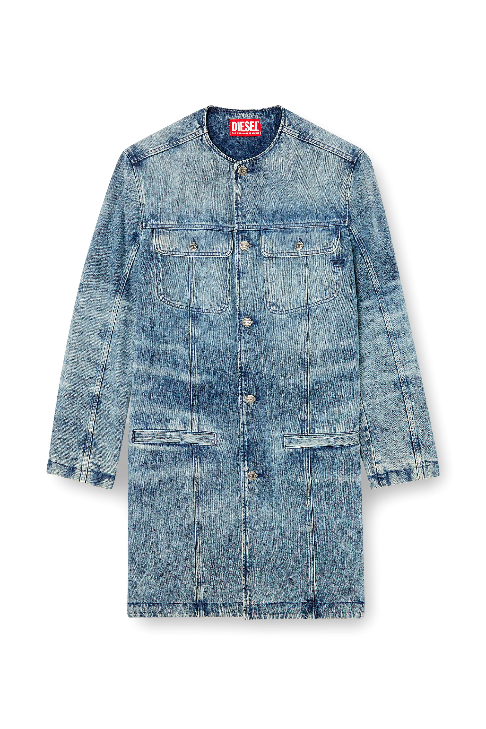 Diesel - D-ABERD-FSH1, Herren Mantel aus gelaserte Baumwolle-Hanf-Denim in Hellblau - 3