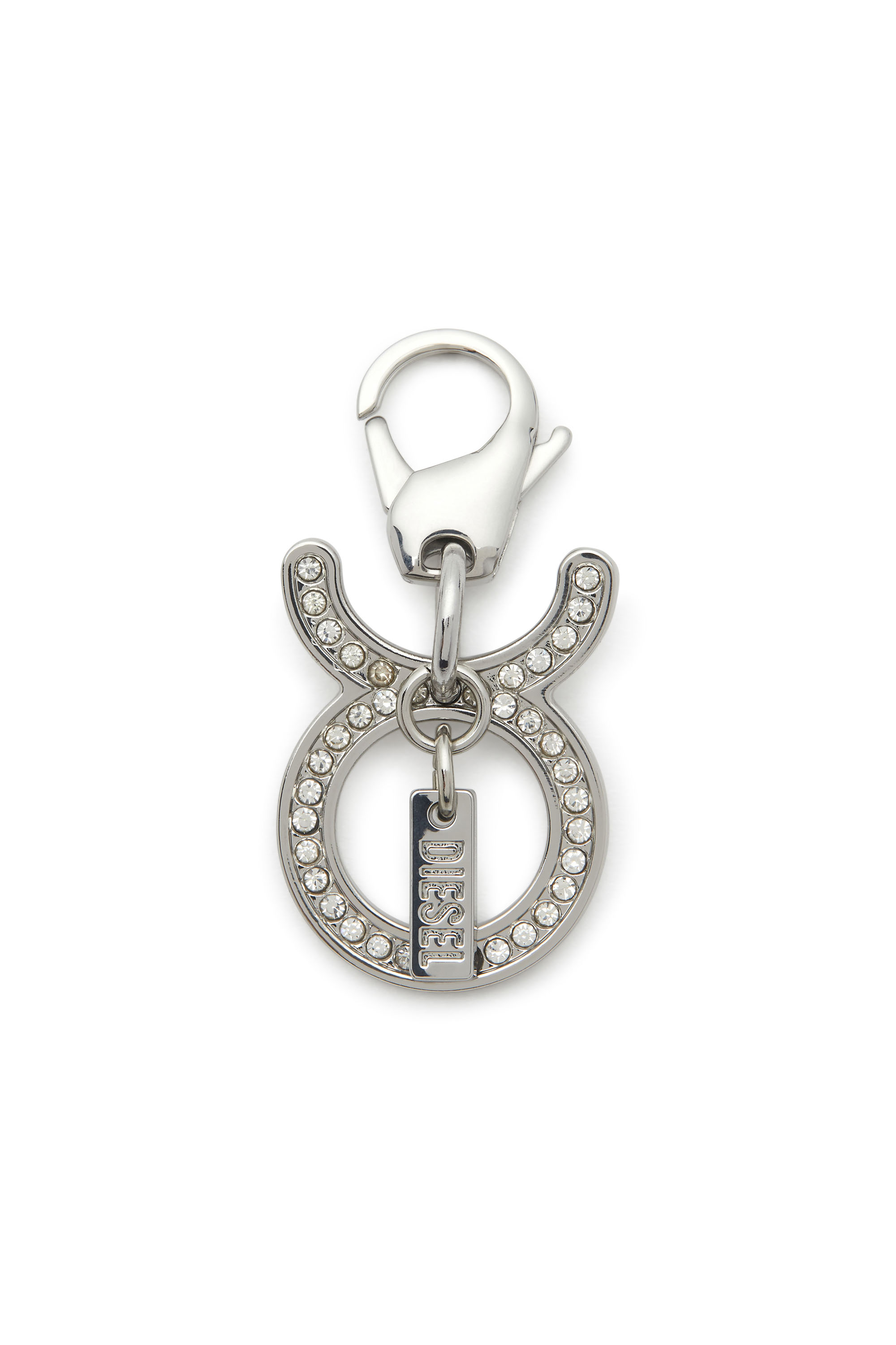Diesel - CHARM TAURUS, Pendentif Taureau en métal avec strass Mixte in Gris argenté - 1