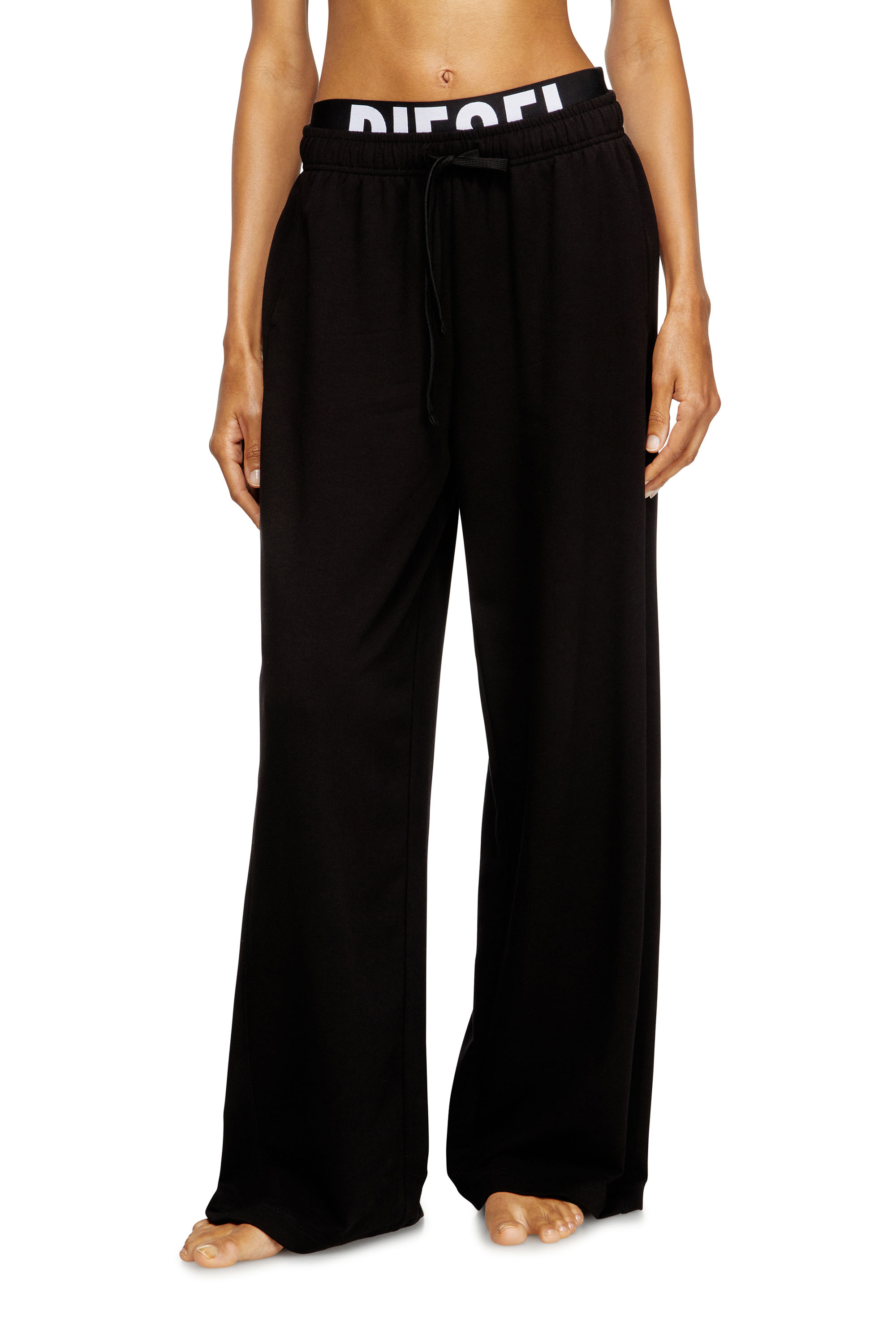 Diesel - LESLIE-D-POP, Pantalon de survêtement en éponge de coton avec ceinture logotée Femme in Noir - 2