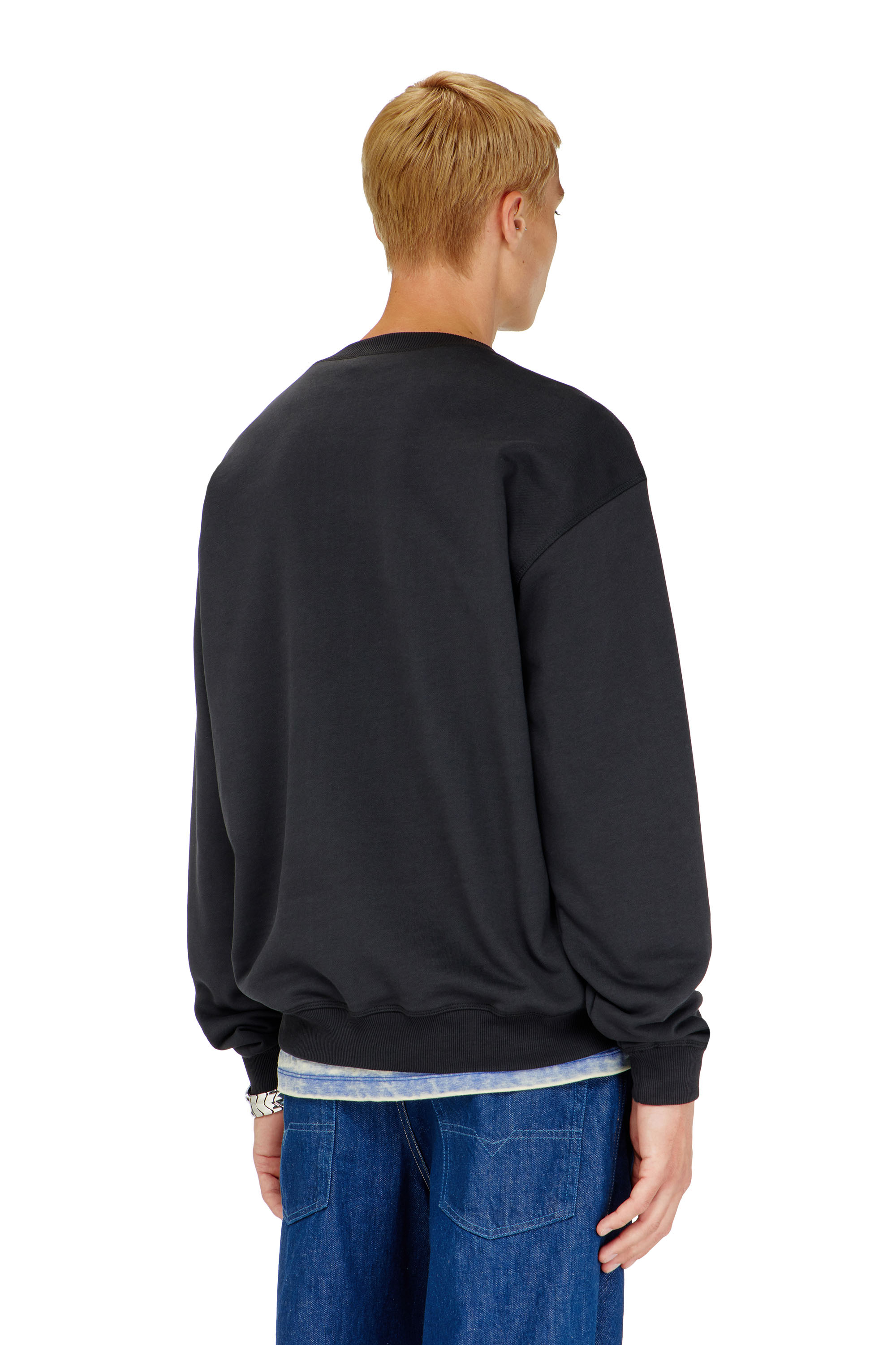 Diesel - S-NORM-IOD, Felpa regular con Oval D metallico Uomo in Nero - 4