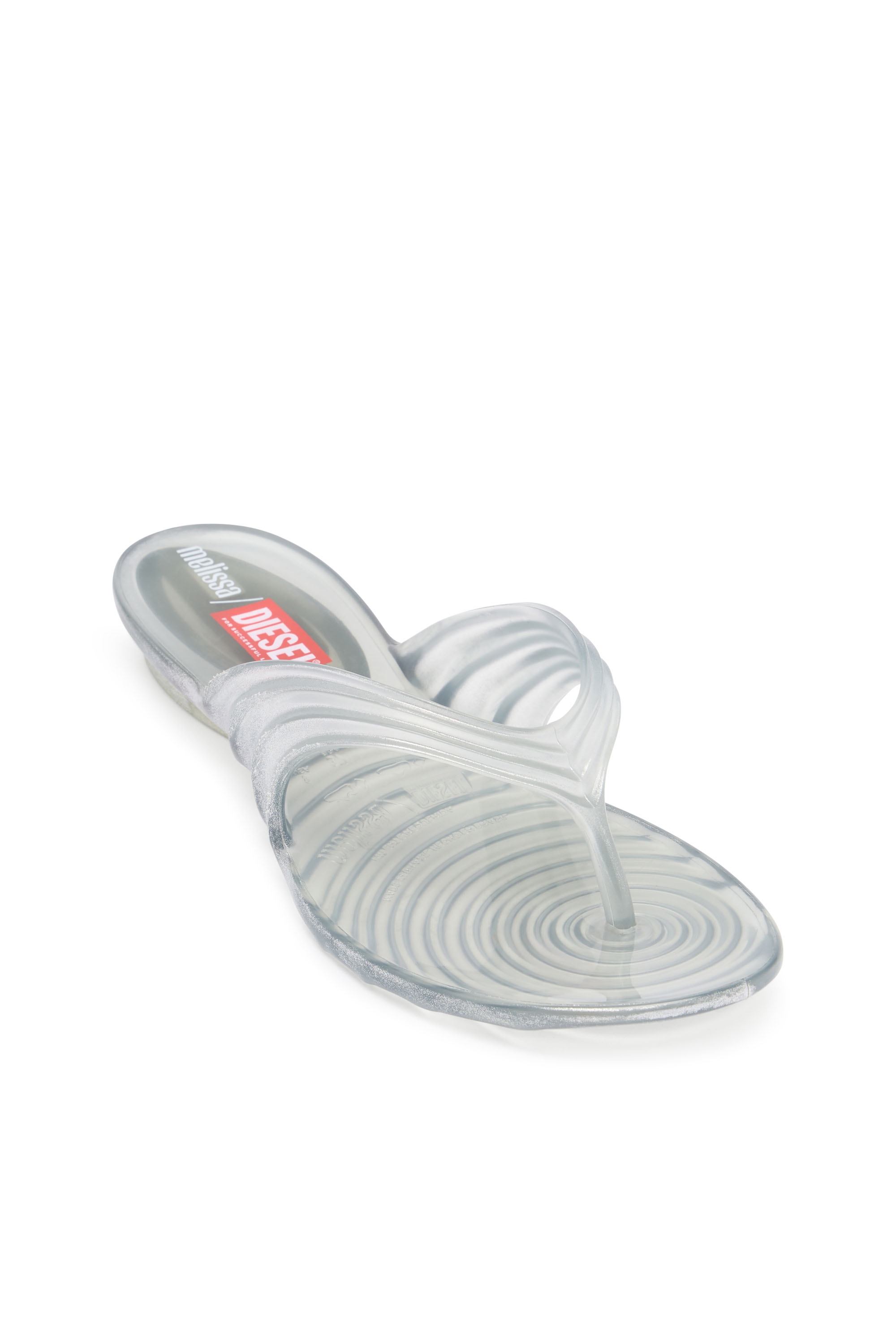 Diesel - MELISSA QUANTUM THONG, Damen K&uuml;nstlerisch gestaltete Flip-Flops aus Melflex&reg; in Silber - 6