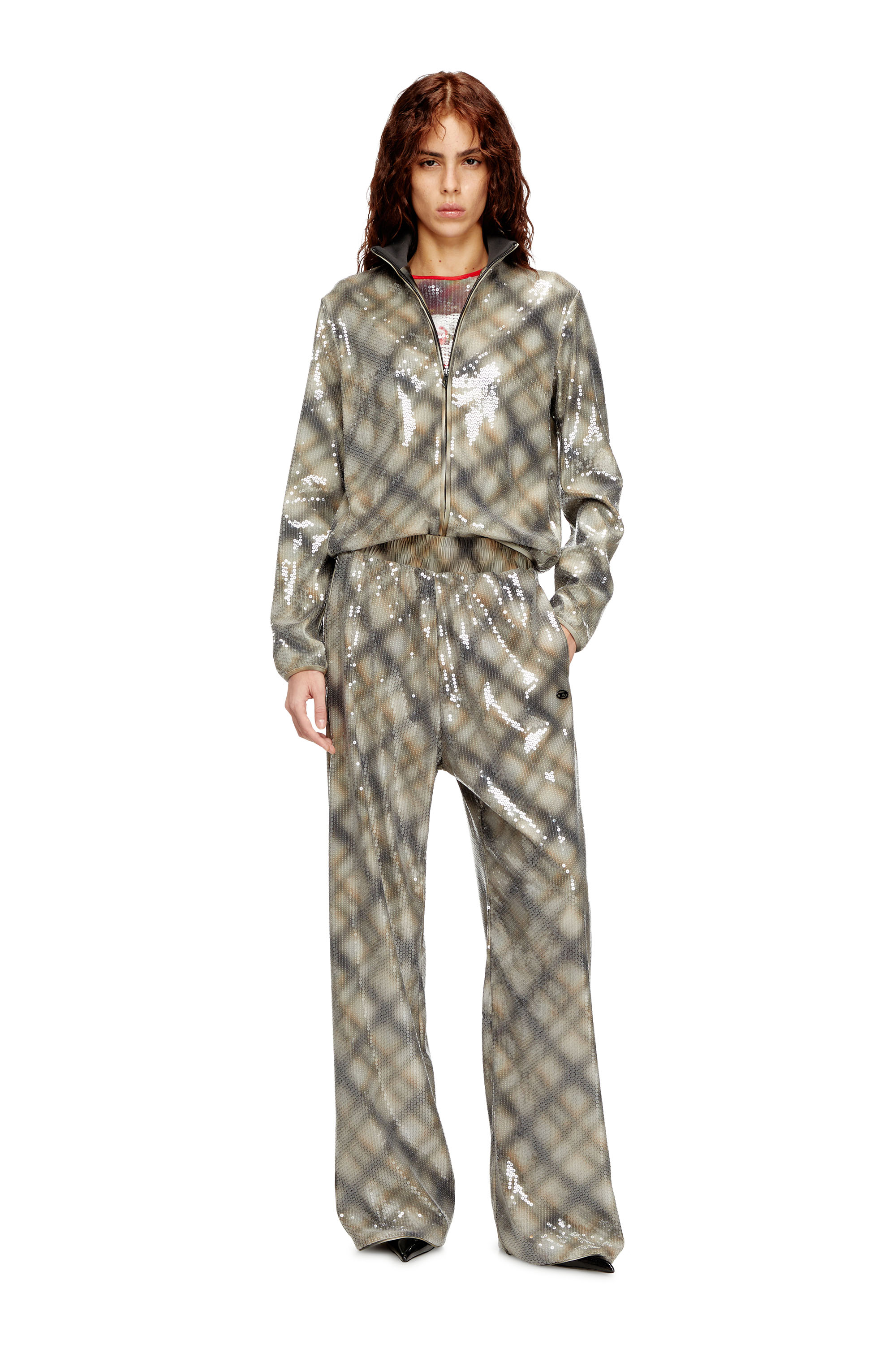 Diesel - P-ERQUEEN, Pantalon à sequins avec motif à carreaux Femme in ToBeDefined - 1