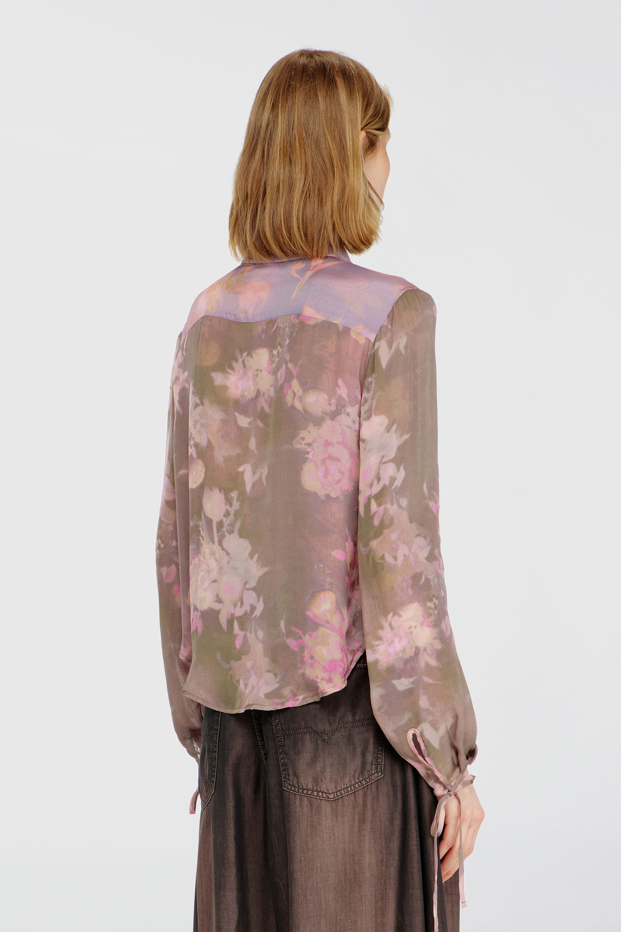 Diesel - C-LEVER, Damen Chiffon-Bluse mit all-over Blumenprint in Rosa/Violett - 4
