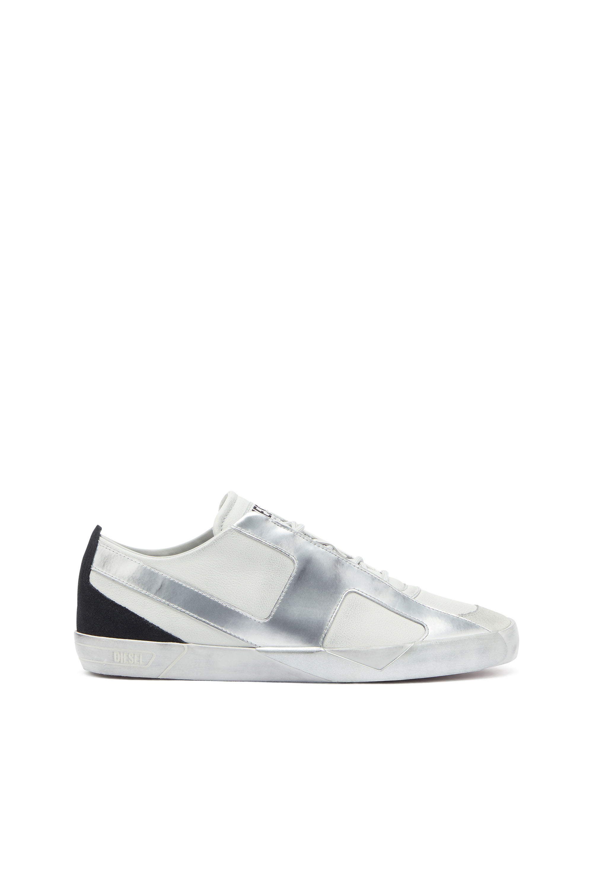 Diesel - S-SLANTE-D LOW, Herren S-Slante-D - Sneaker aus Leder und Velours mit distressed look in Wei&szlig;/Silber - 1