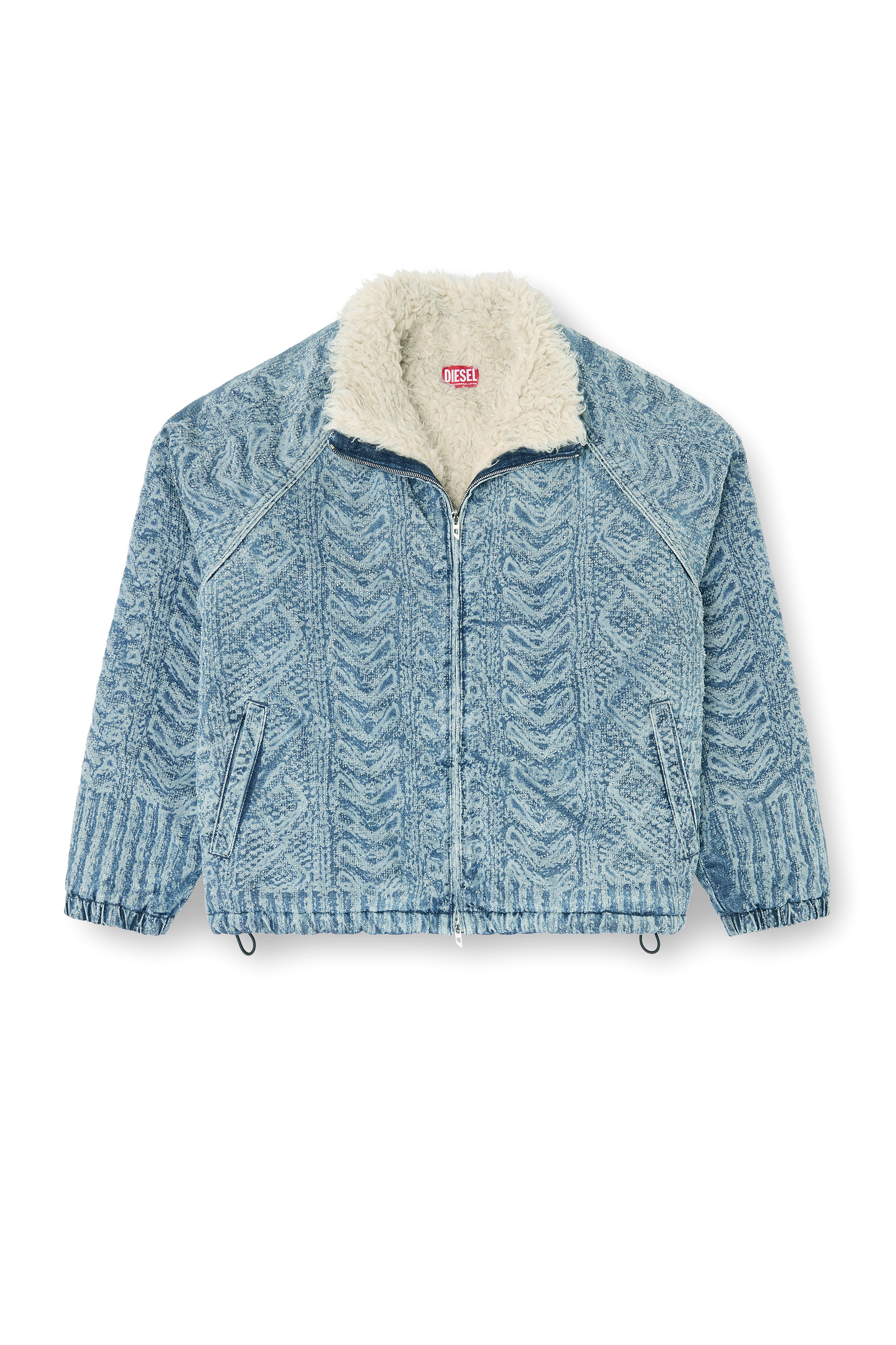 Diesel - D-KRAPS-S, Herren Jacke aus Denim mit Zopfmuster-Effekt in Dunkelblau - 3