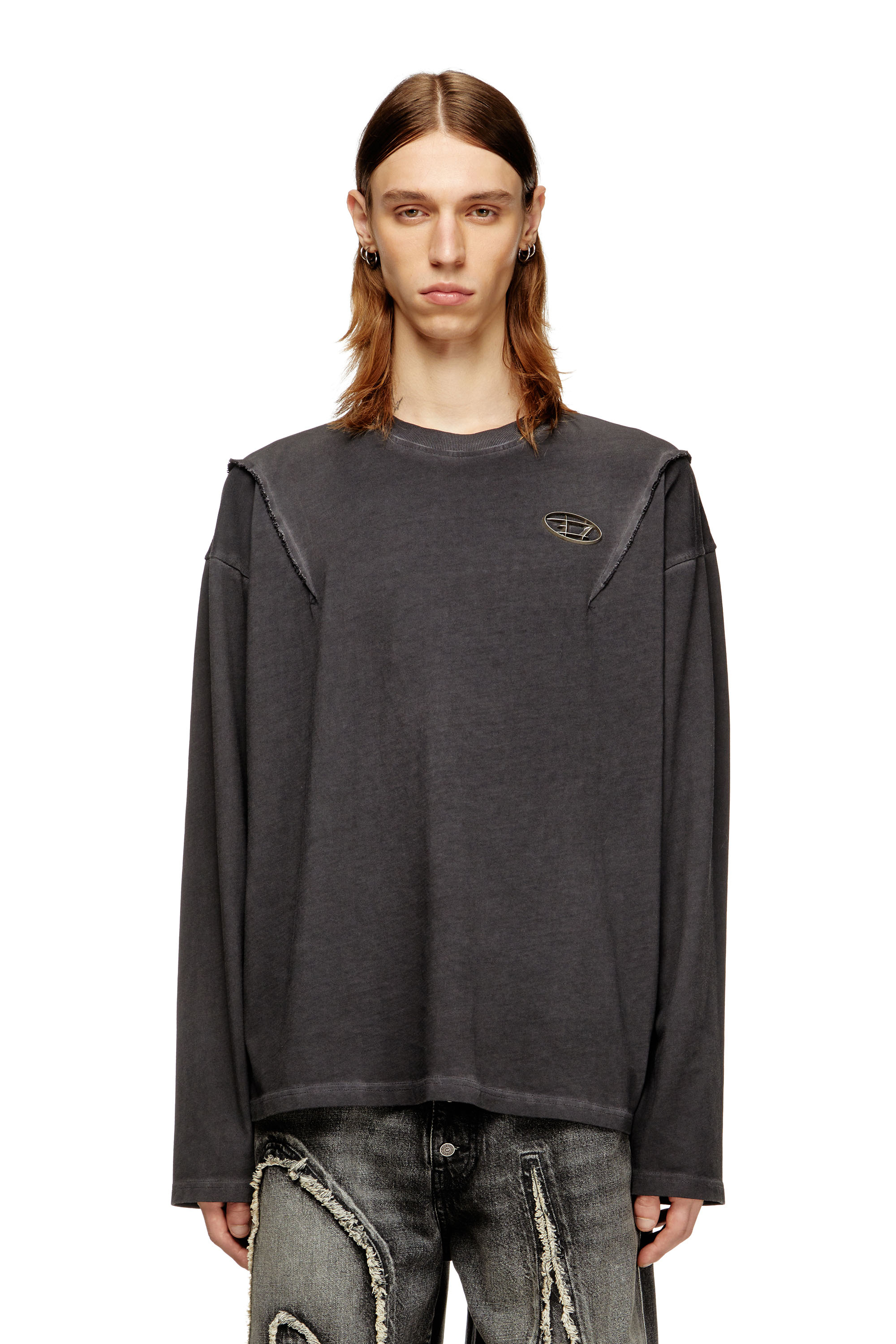 Diesel - T-THUG-T-SHIRT, T-shirt a maniche lunghe con effetto sfumato Unisex in Grigio - 2