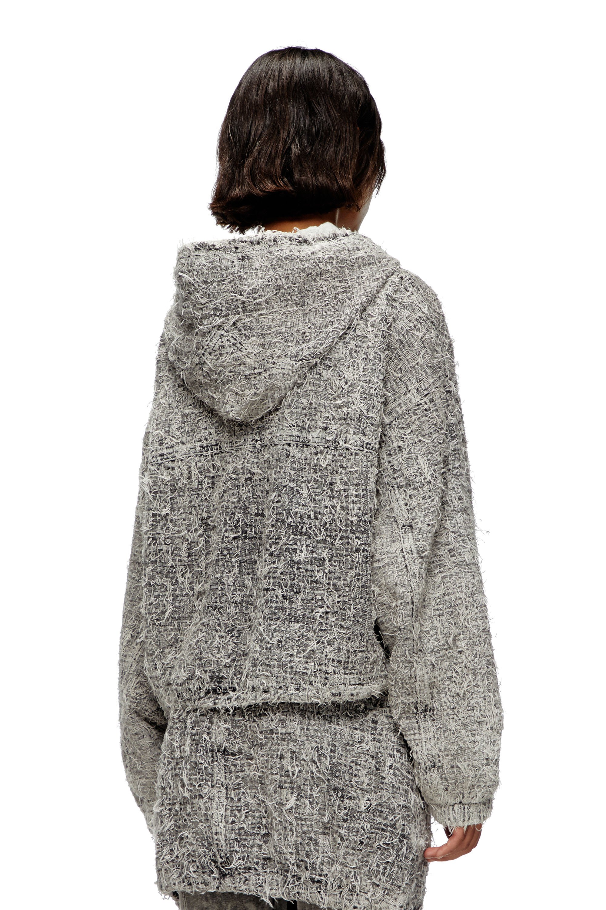 Diesel - DE-FLOW-S1, Woman's Hooded jacket in bouclé denim in Grey - 4