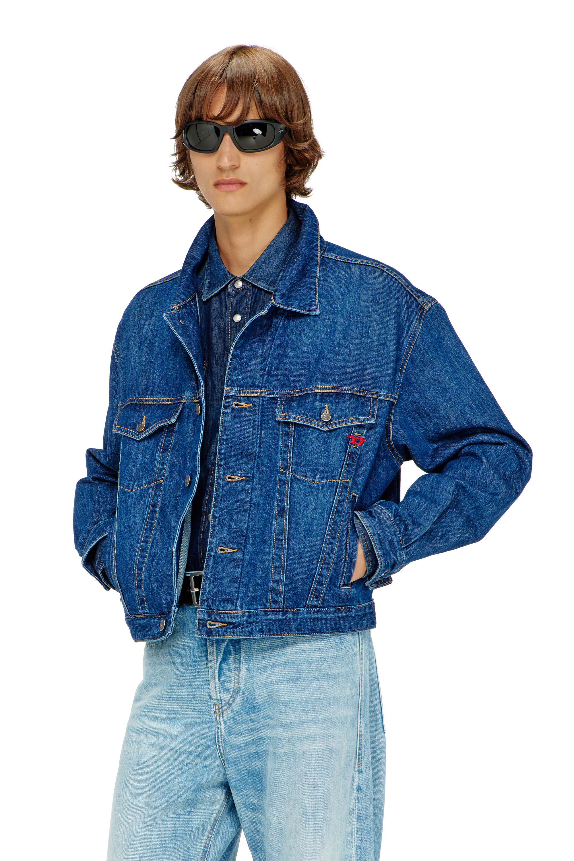Diesel - D-RANGER, Giacca trucker in denim Uomo in Blu - 1