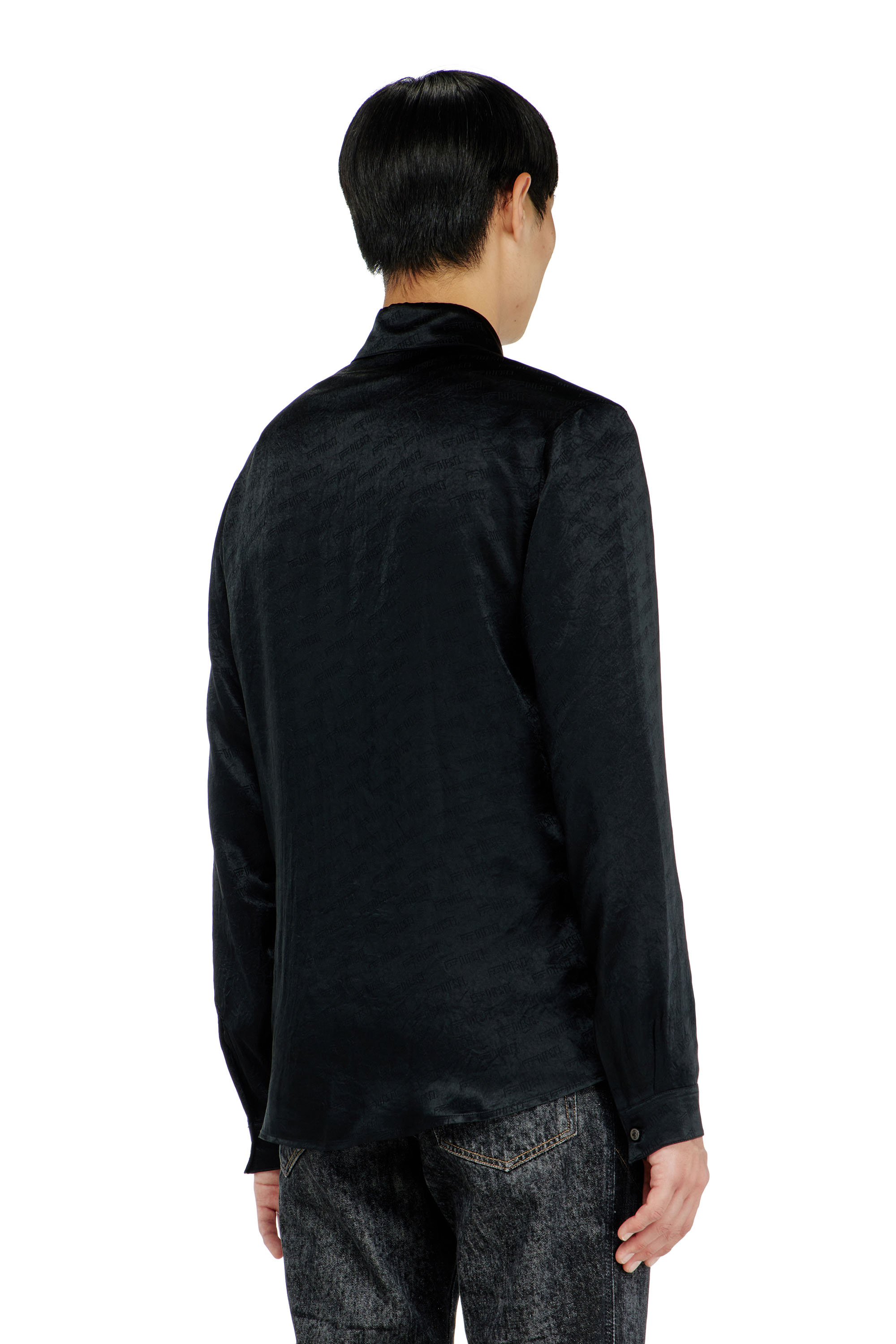 Diesel - S-KINNY-EFBZ, Camicia in raso crinkle jacquard con logo Uomo in ToBeDefined - 4