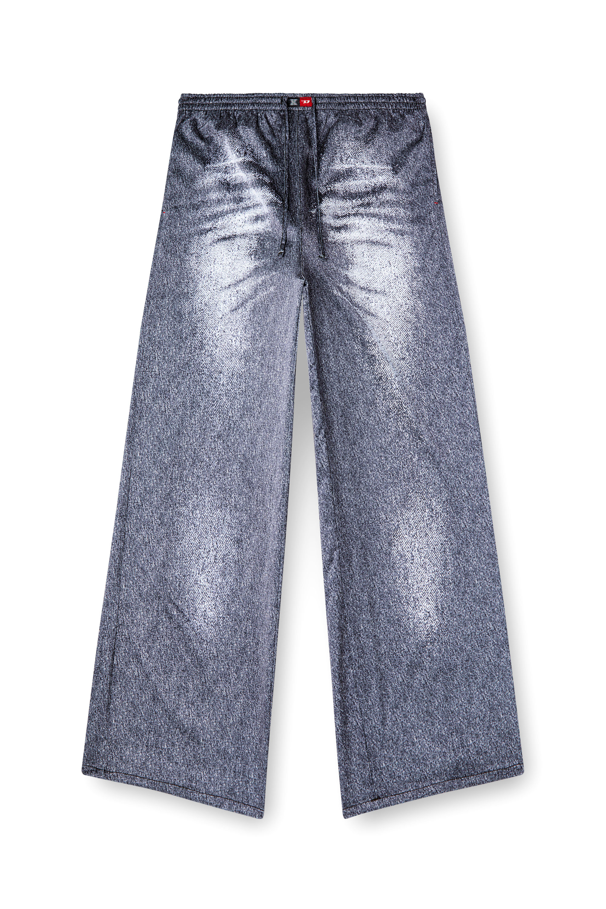 Diesel - STAINS-AND-TROMPE-SLEEP-PANT, Pantalon de pyjama en satin effet denim Mixte in Gris - 5