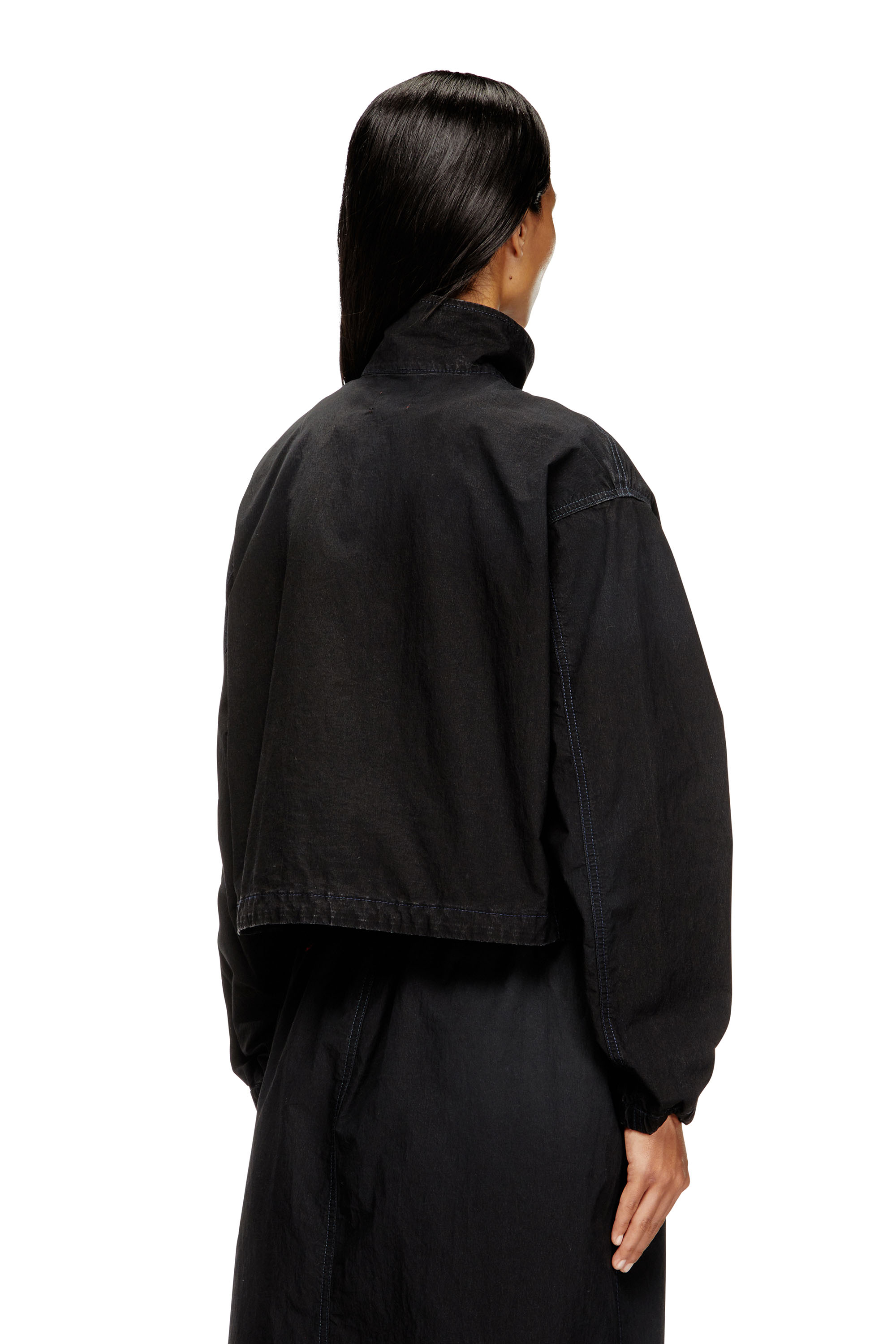 Diesel - DE-SANDERZ JOGG, Veste technique à col montant en tissu JoggJeans Femme in Noir - 4