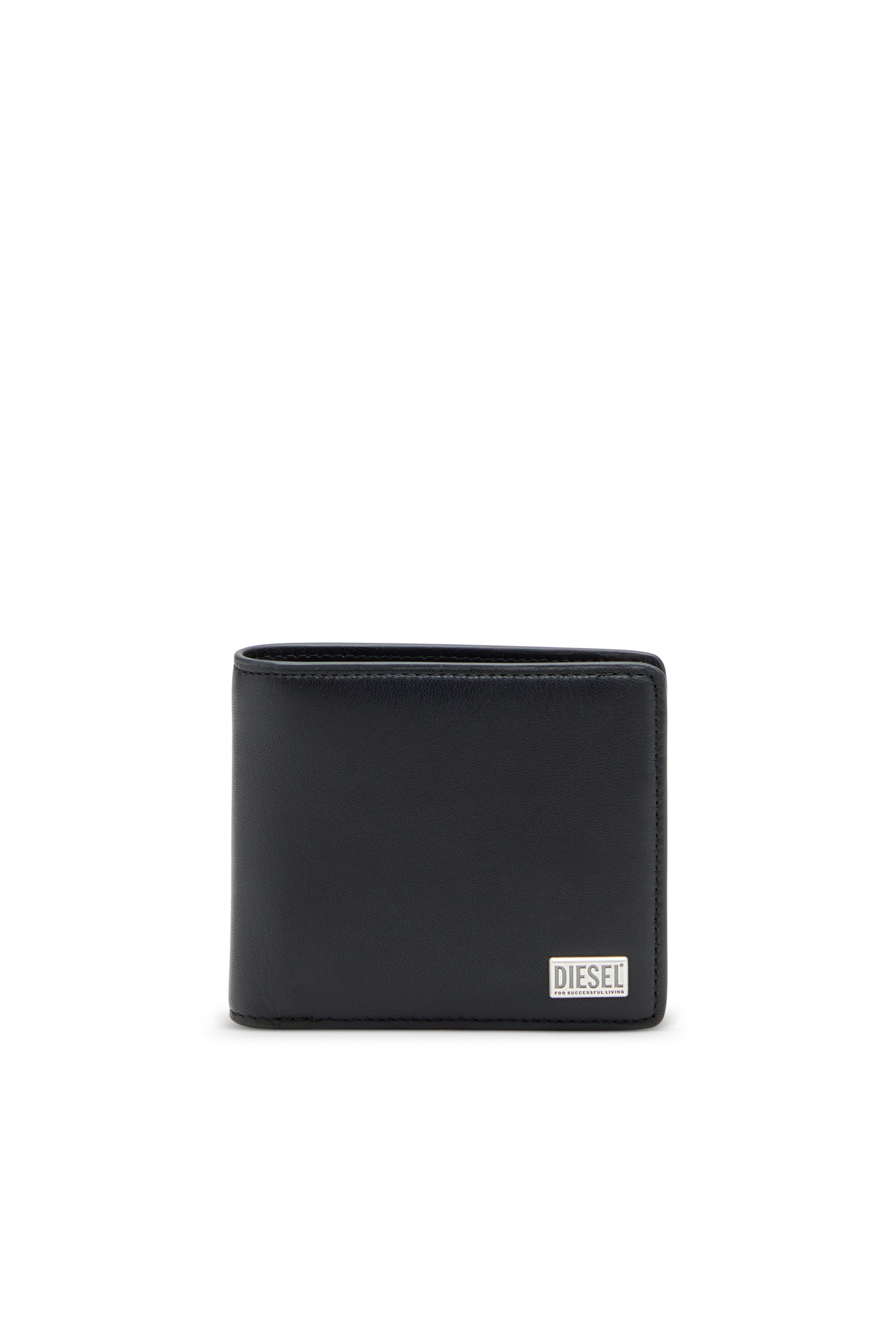 Diesel - BISCOTTO BI FOLD COIN S 3D, Portefeuille à rabats en cuir semi-brillant Homme in Noir - 1