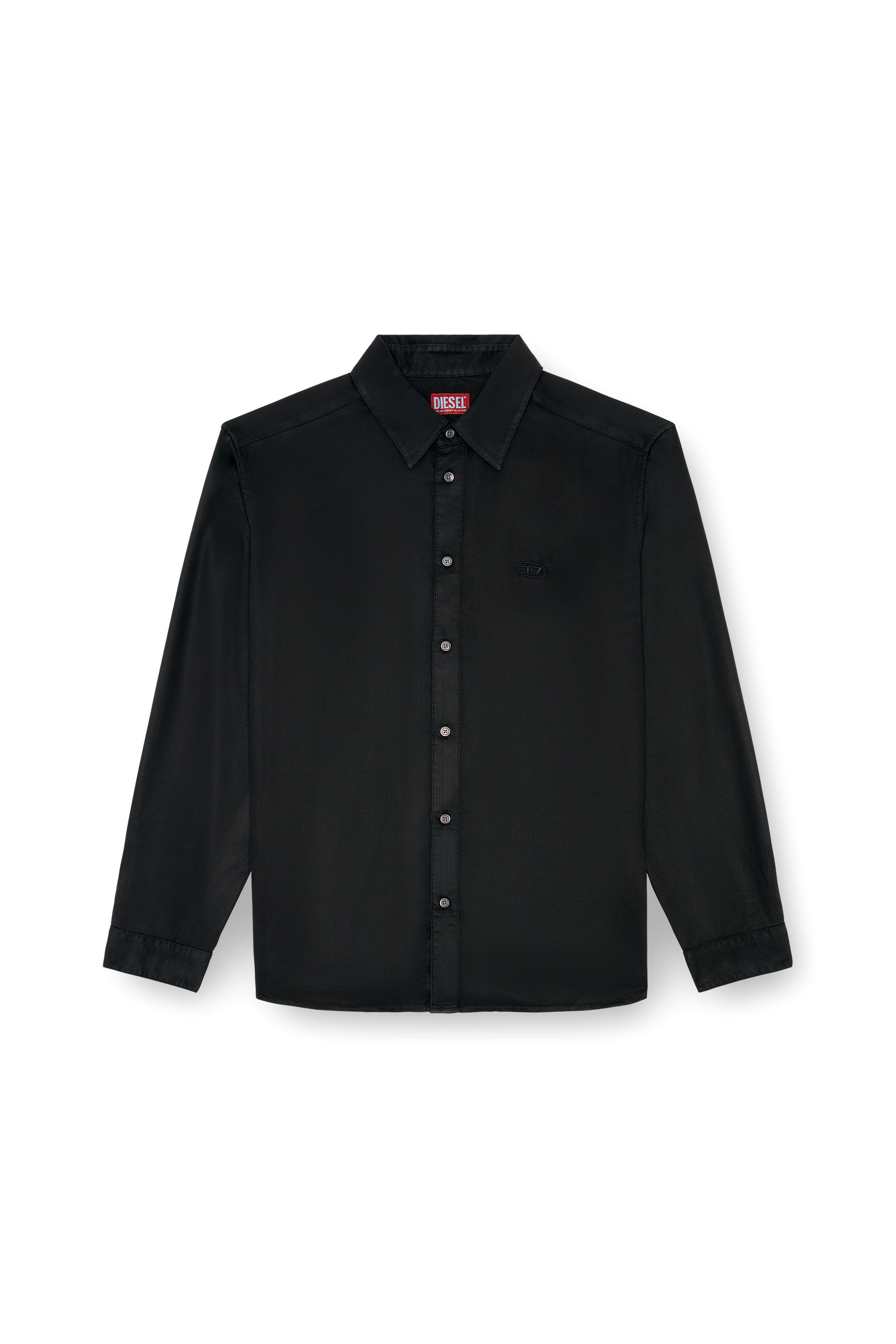 Diesel - S-SIMPLY-C, Man Fluid shirt with logo embroidery in Black - Image 3